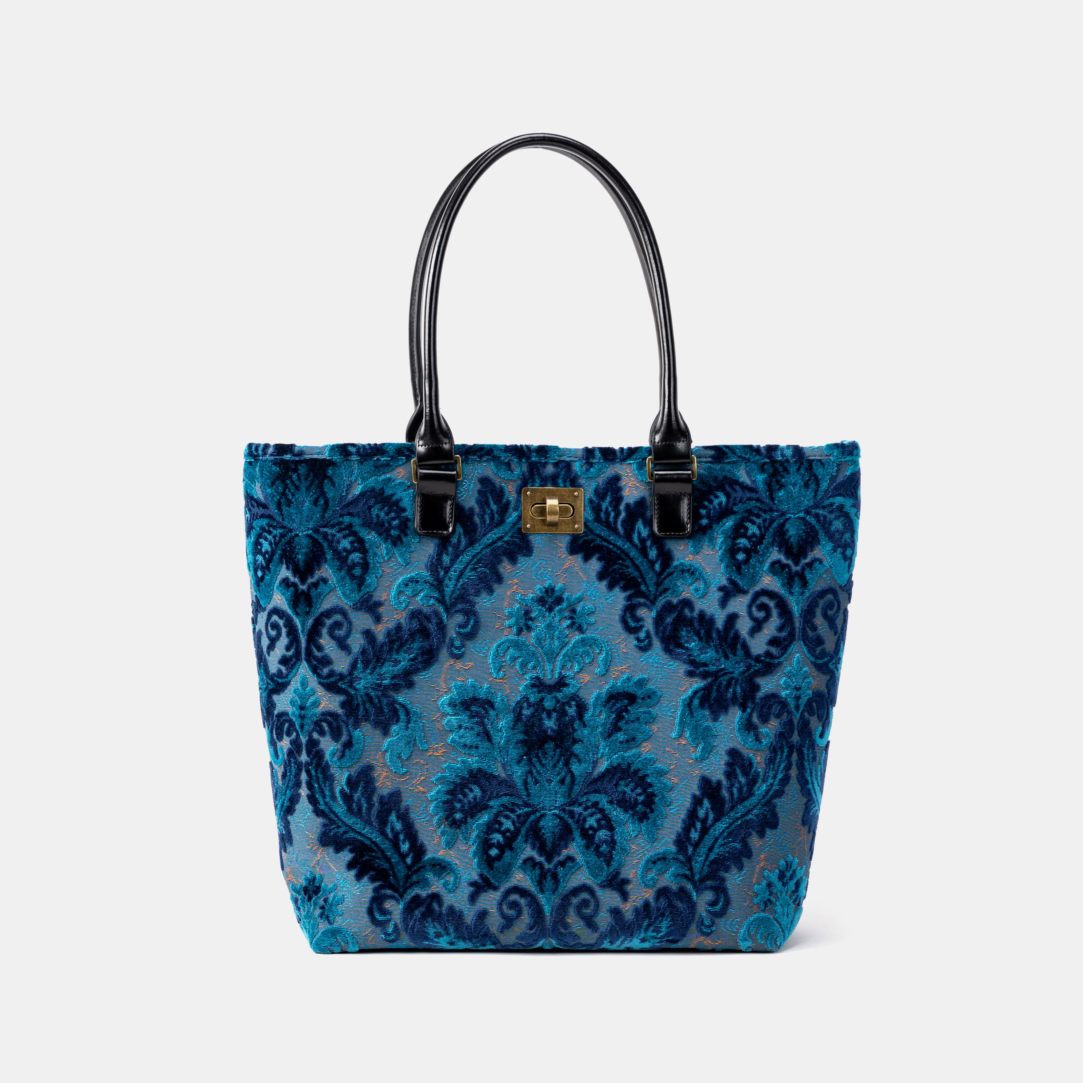 Burnout Velvet Revival Aqua Carpet Tote Shopper