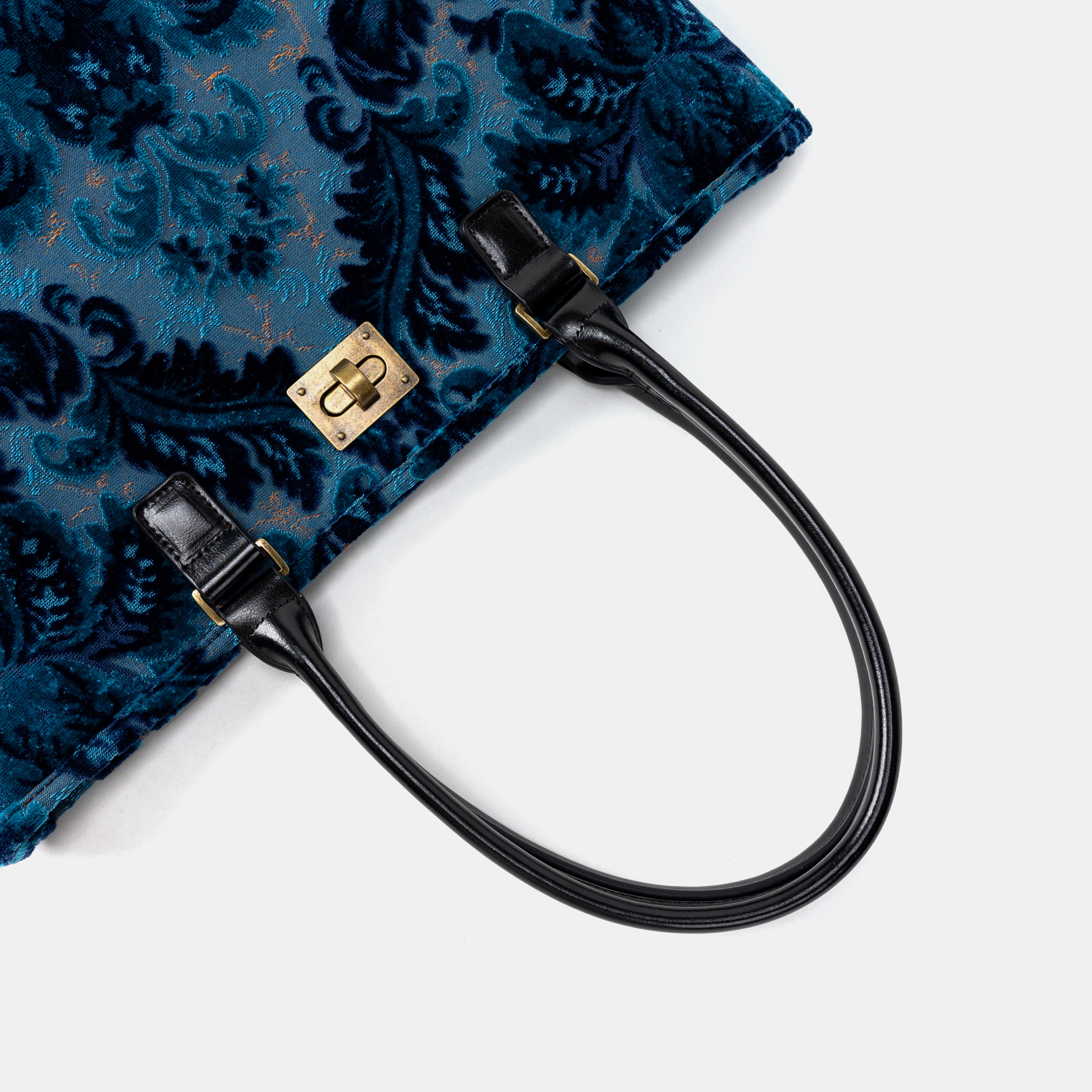 Burnout Velvet Revival Aqua Carpet Tote Shopper