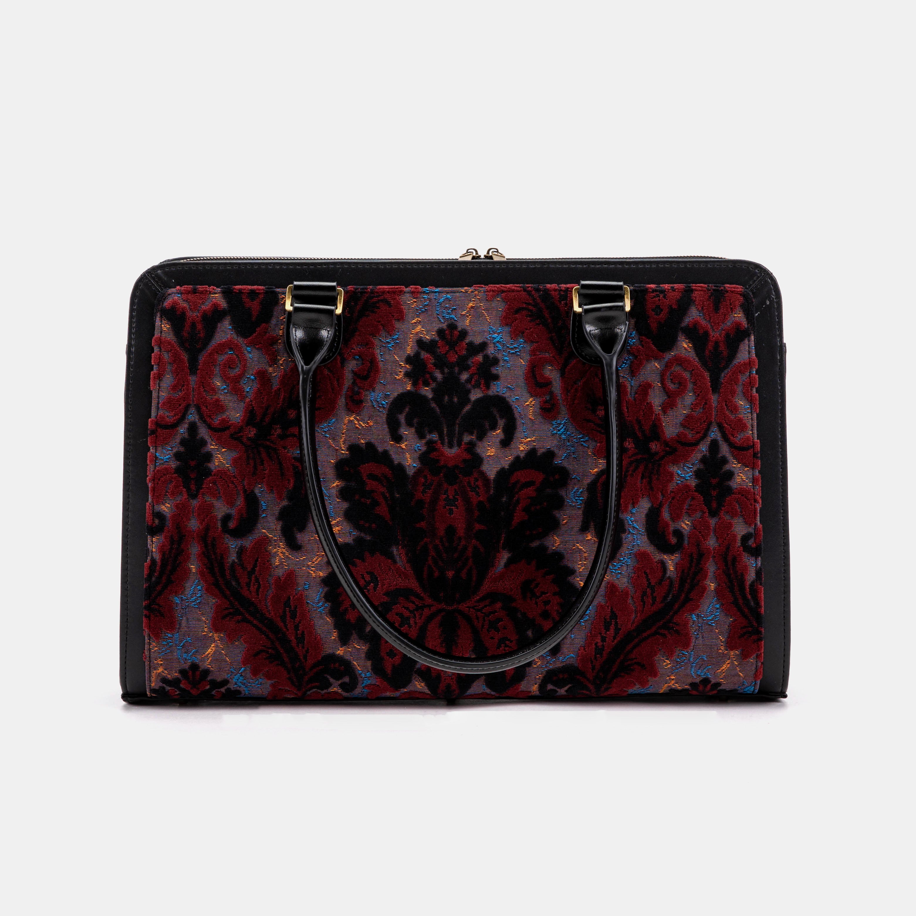 Burnout Velvet Revival Sephia Business Tote with shoulder strap