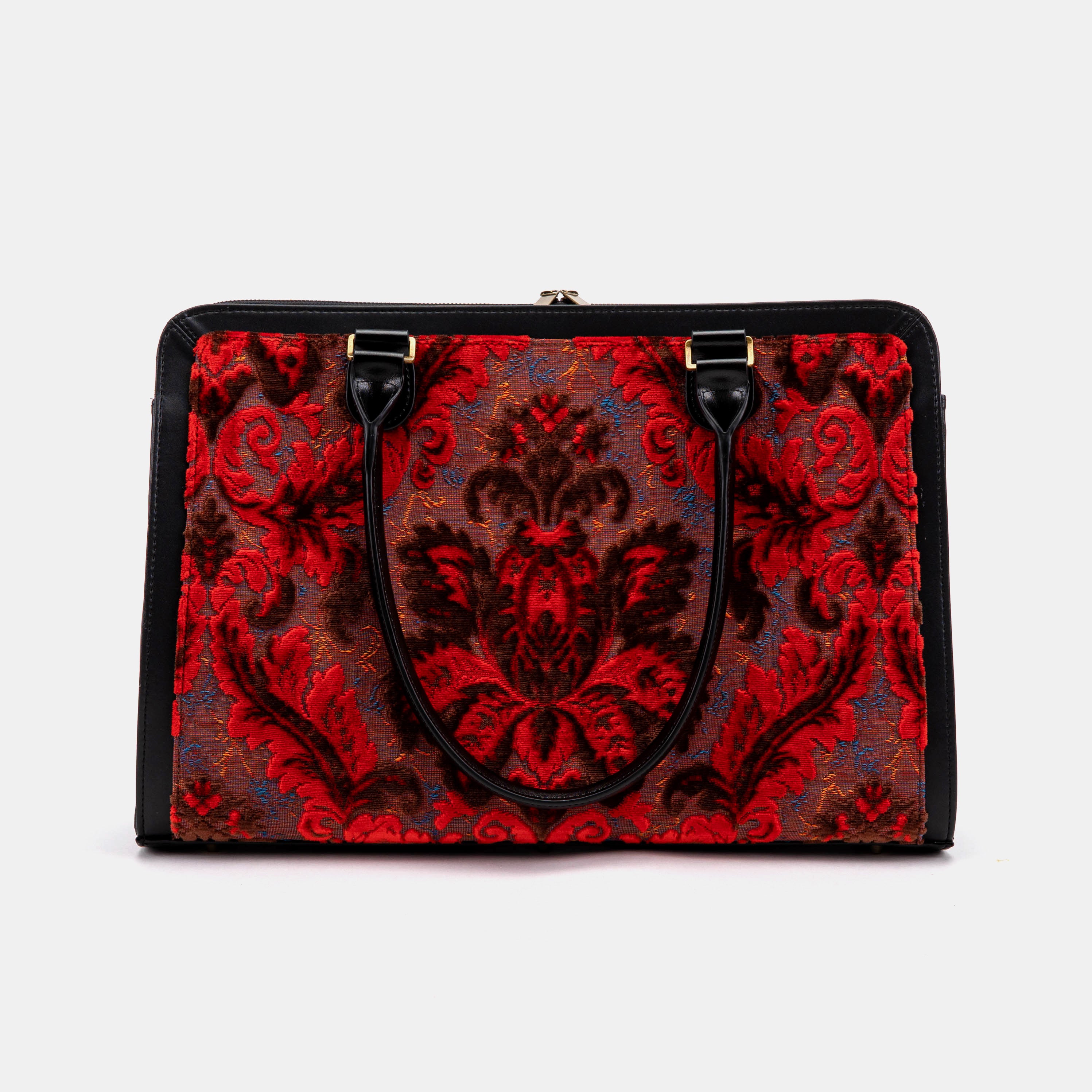 Burnout Velvet Revival Scarlet Business Tote with shoulder strap