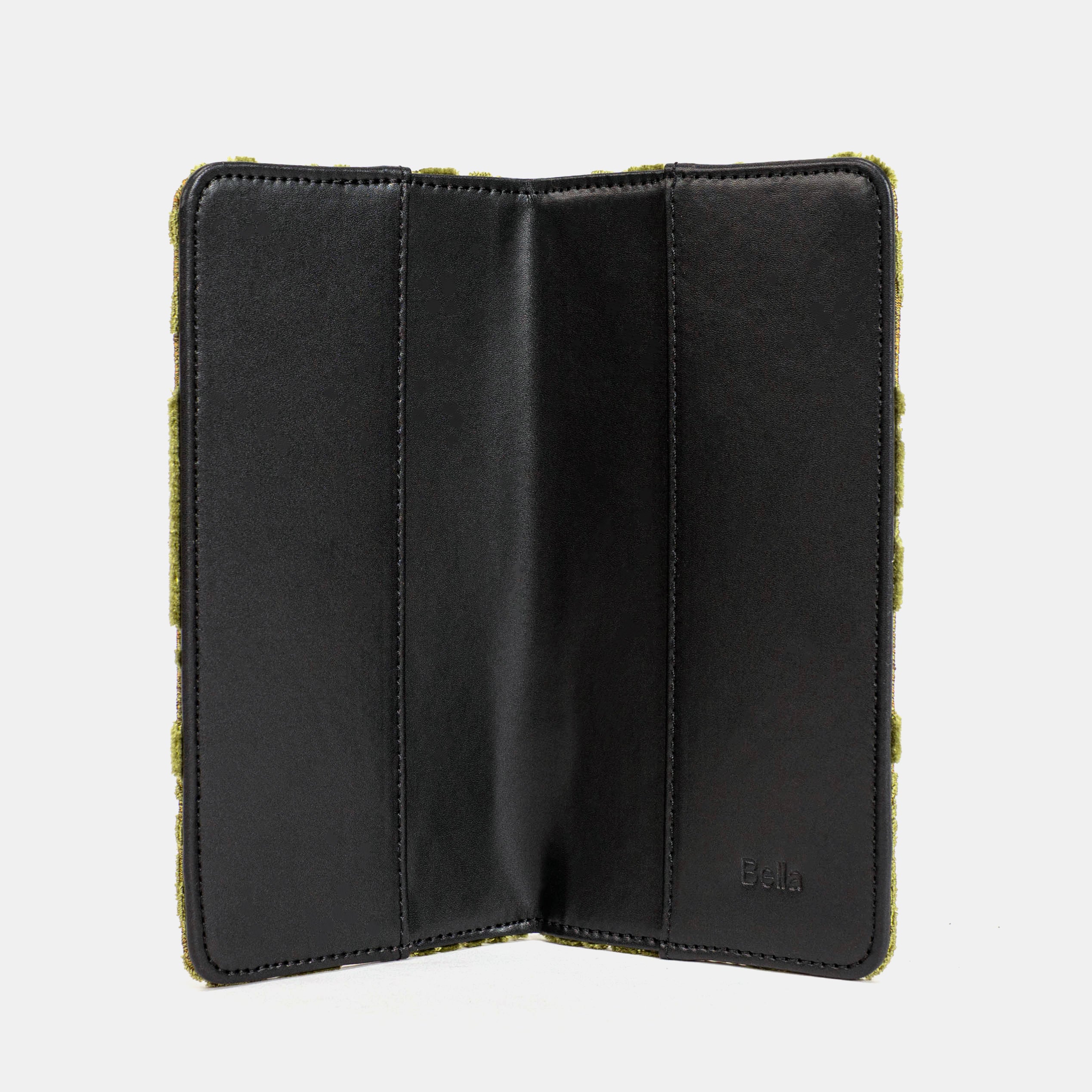 Burnout velvet Fern Green Checkbook Cover Checkbook Cover Carpetbag of America inside