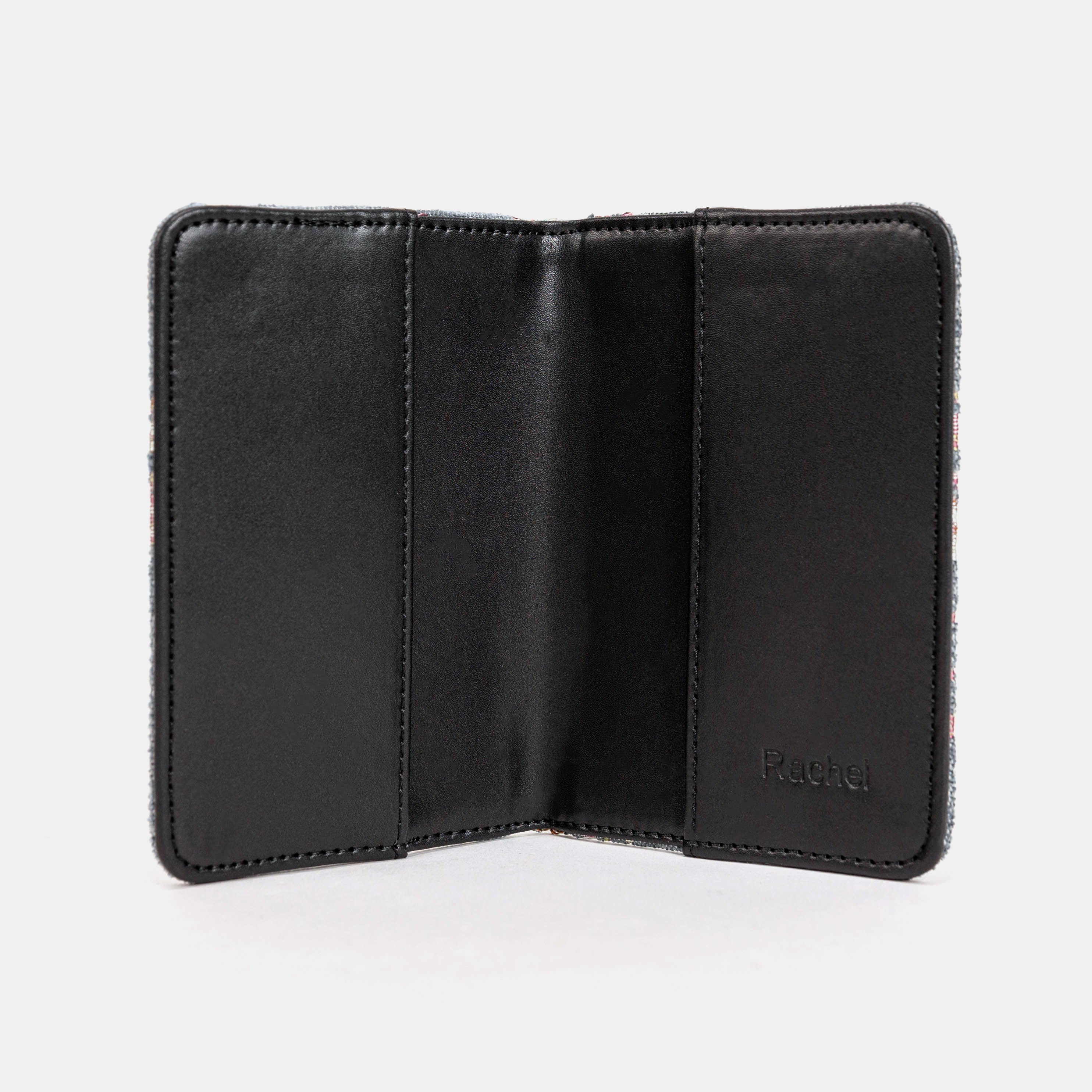 Burnout Velvet Fern Green Passport Cover Carpetbag of America inside
