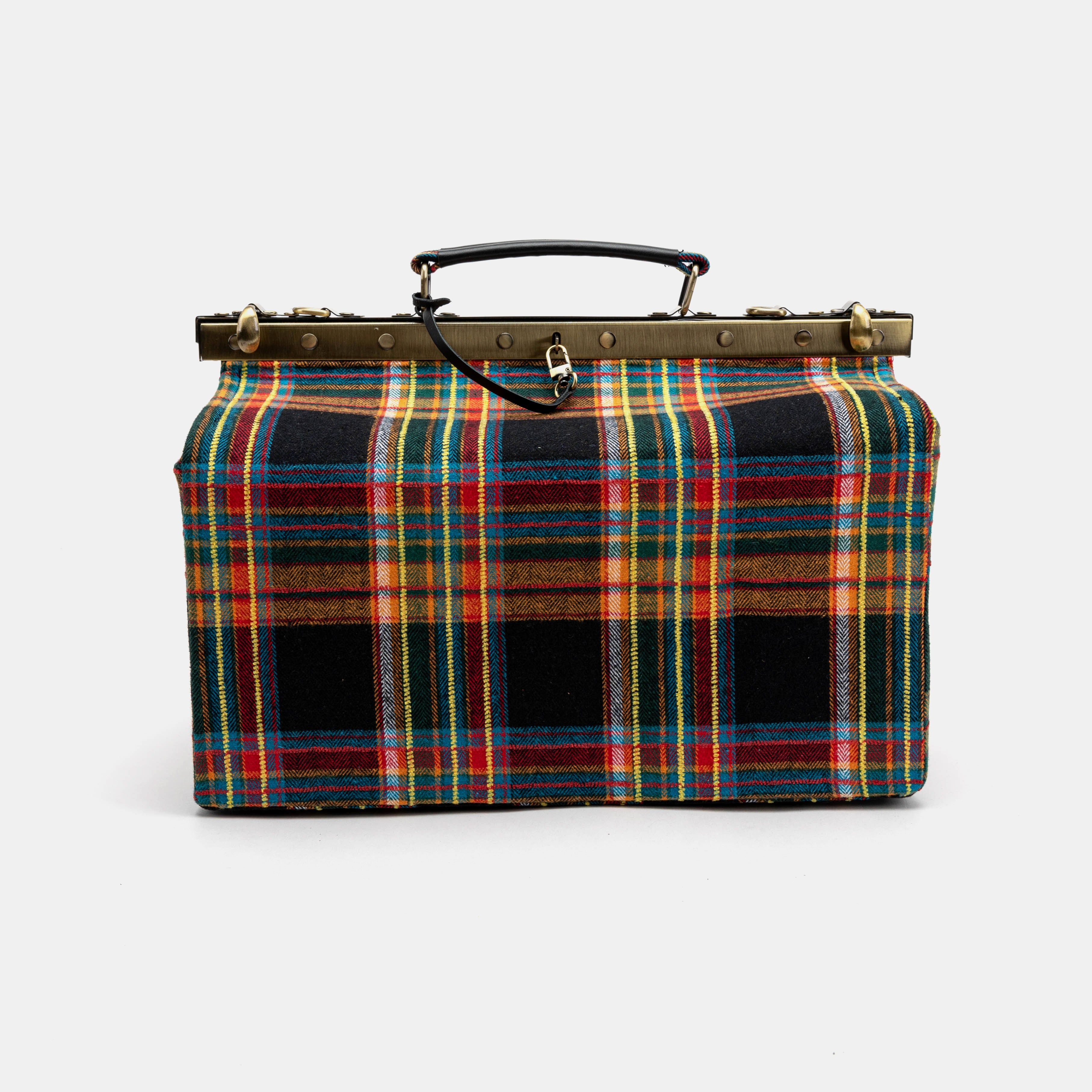 Tartan Stewart Black Genevieve Carpet Gladstone Bag front