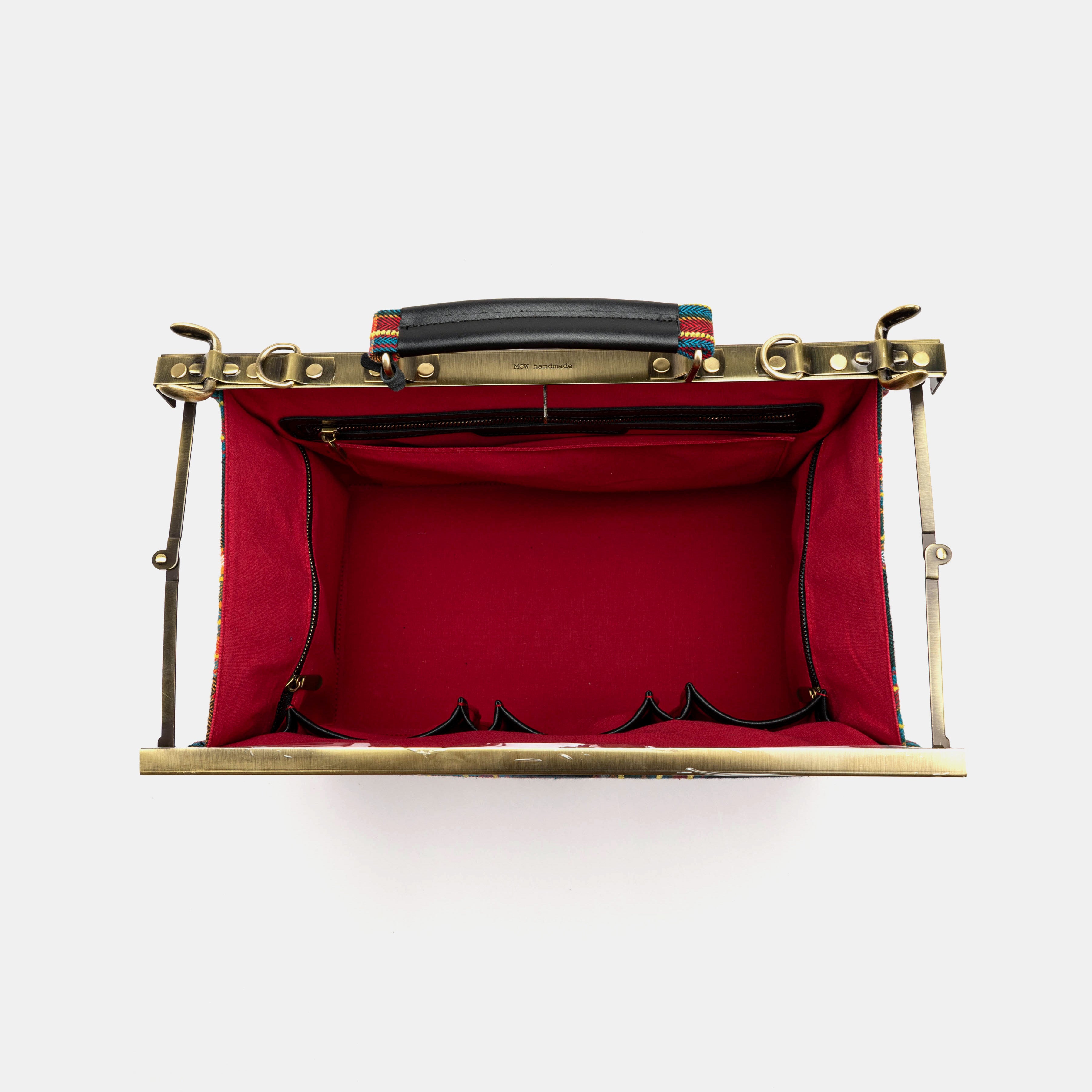 Tartan Stewart Black Genevieve Carpet Gladstone Bag inside