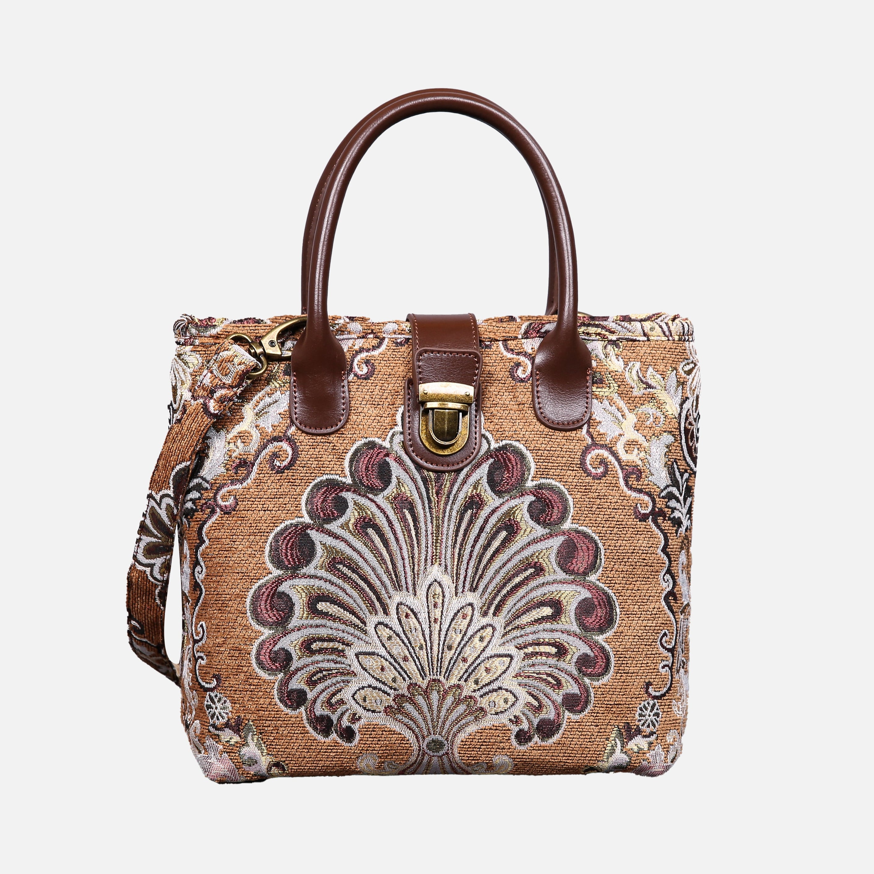 Chateau Nostalgia Brown Tuck Lock Carpet Satchel carpet bag MCW Handmade