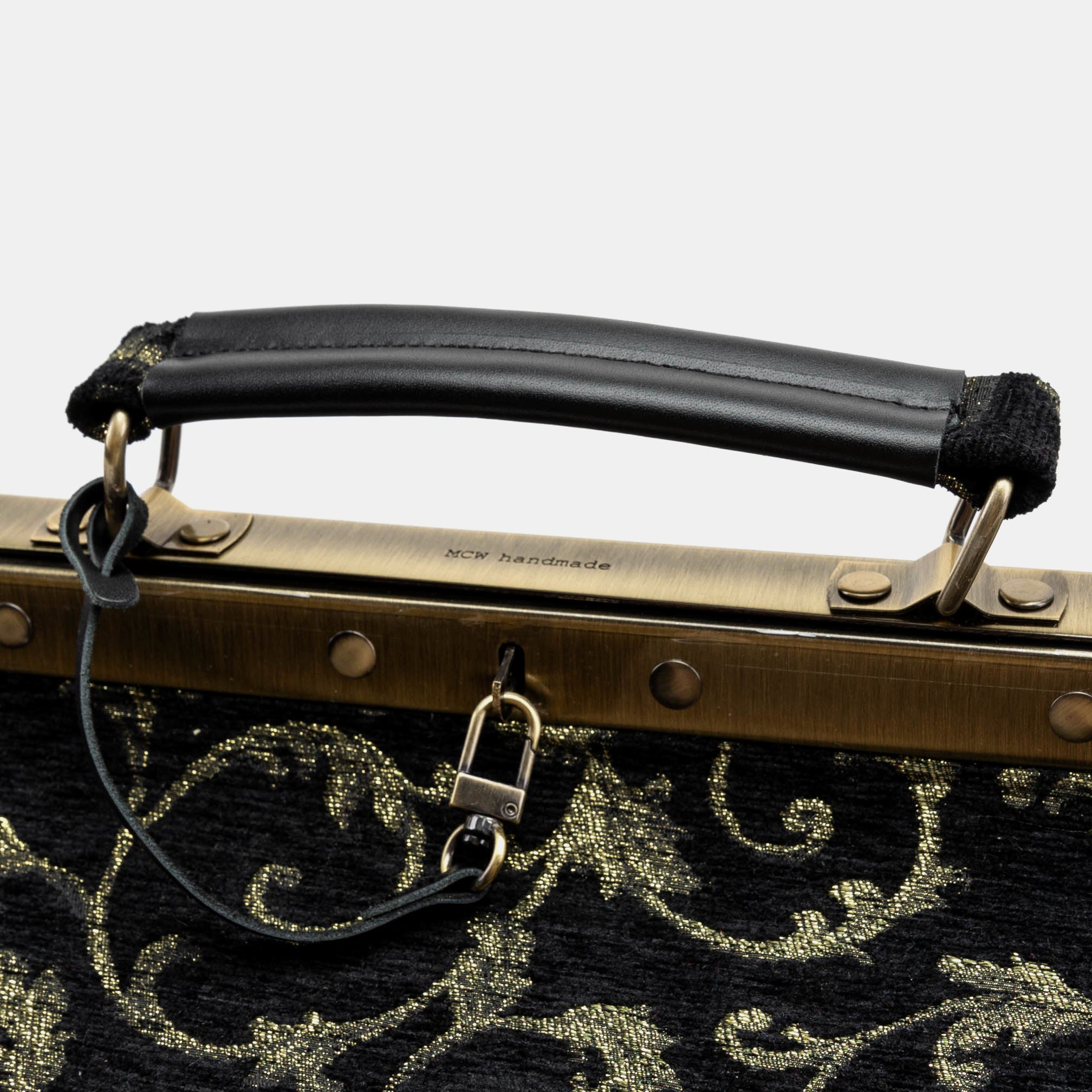 Vintage Scroll Black Green Genevieve Carpet Gladstone Bag logo
