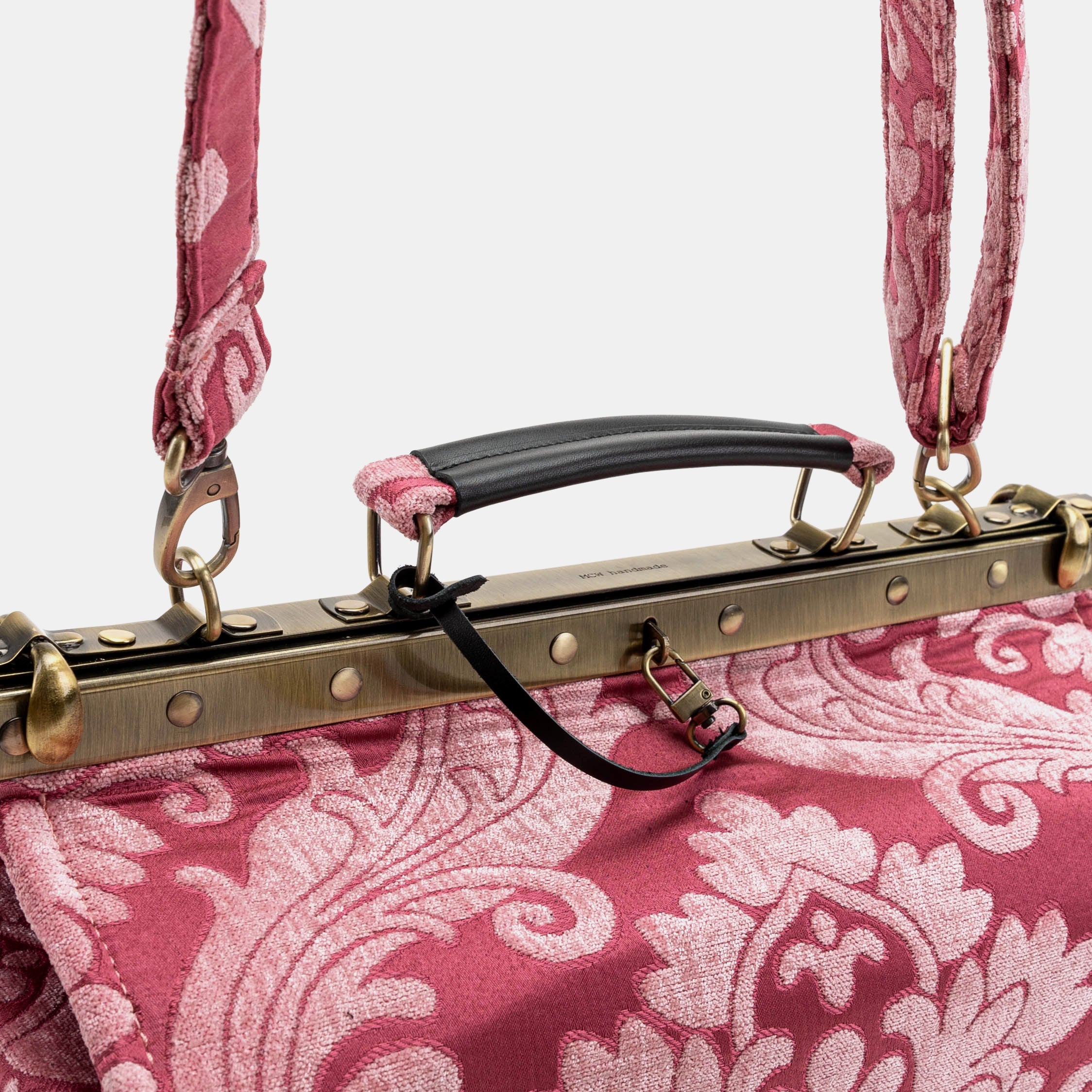 Queen Rose Pink Genevieve Carpet Gladstone Bag handle