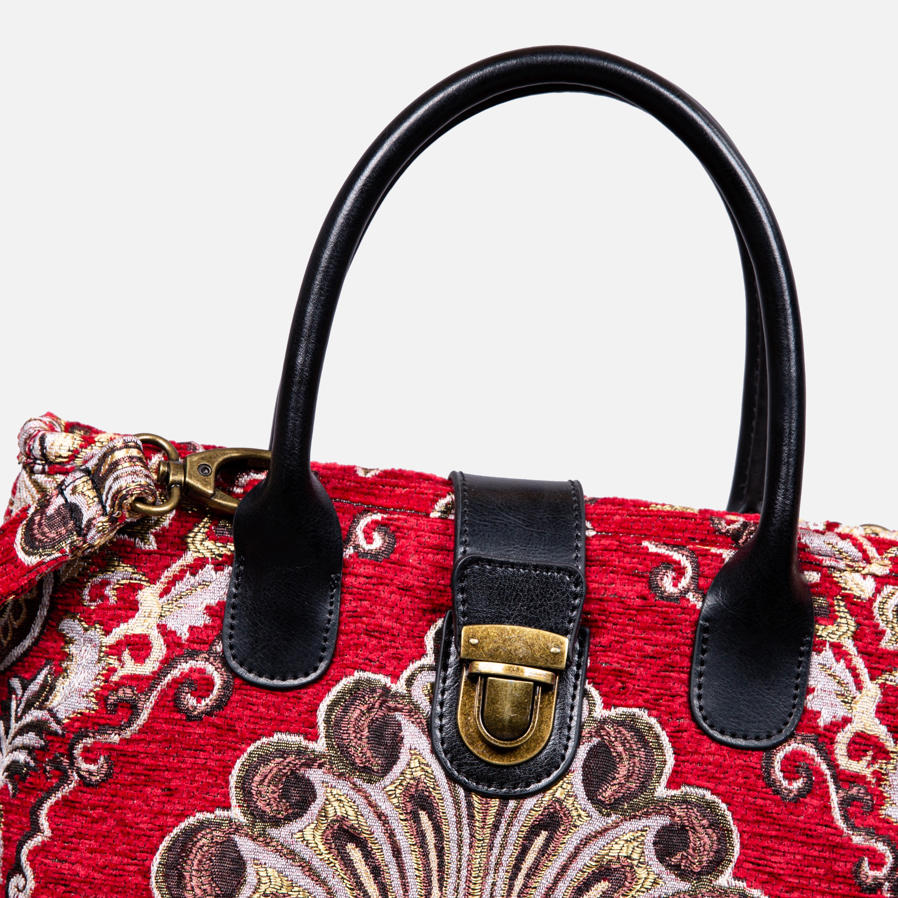 Nostalgia Red Tuck Lock Carpet Satchel carpet bag MCW Handmade-5
