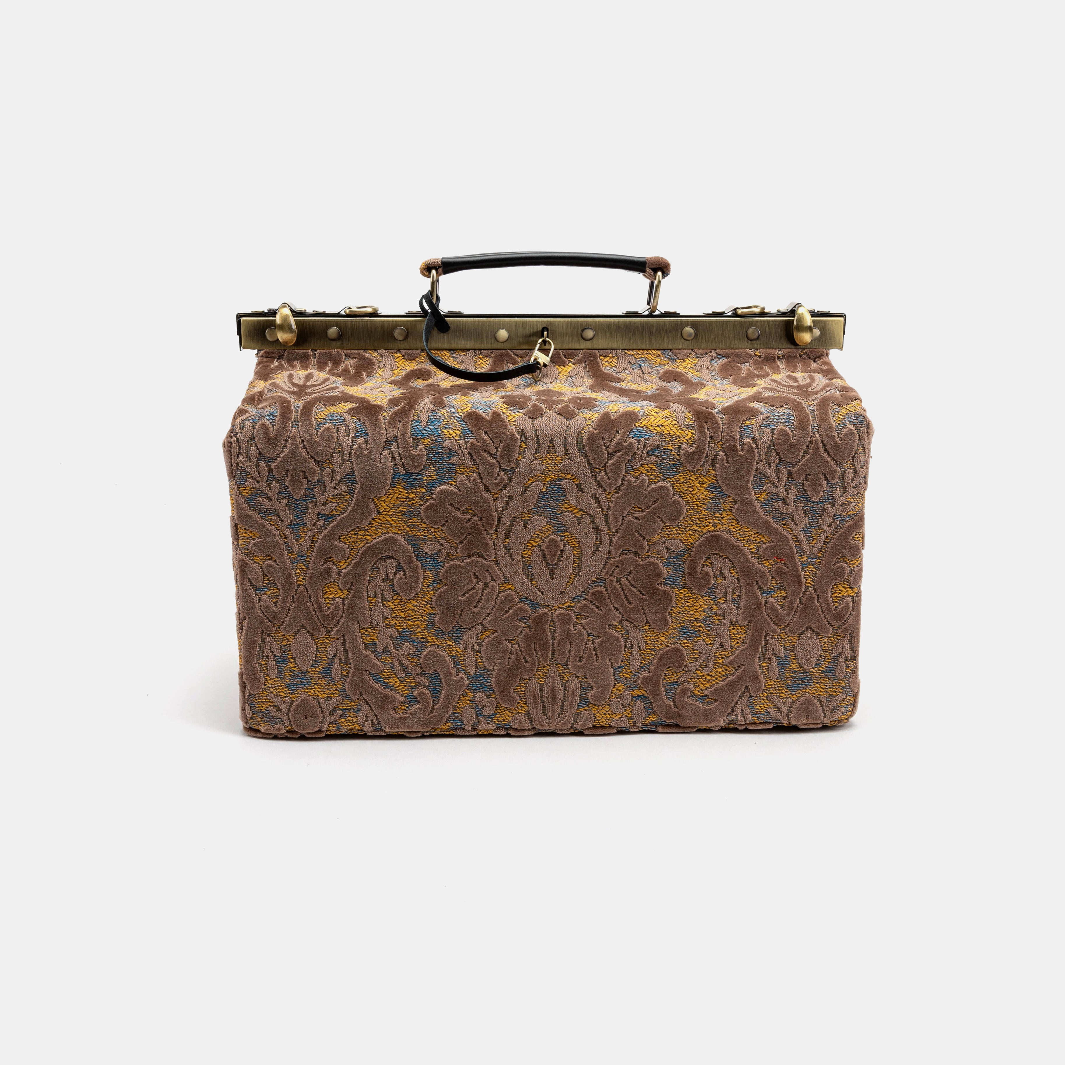 Burnout Velvet Camel Genevieve Carpet Gladstone Bag front