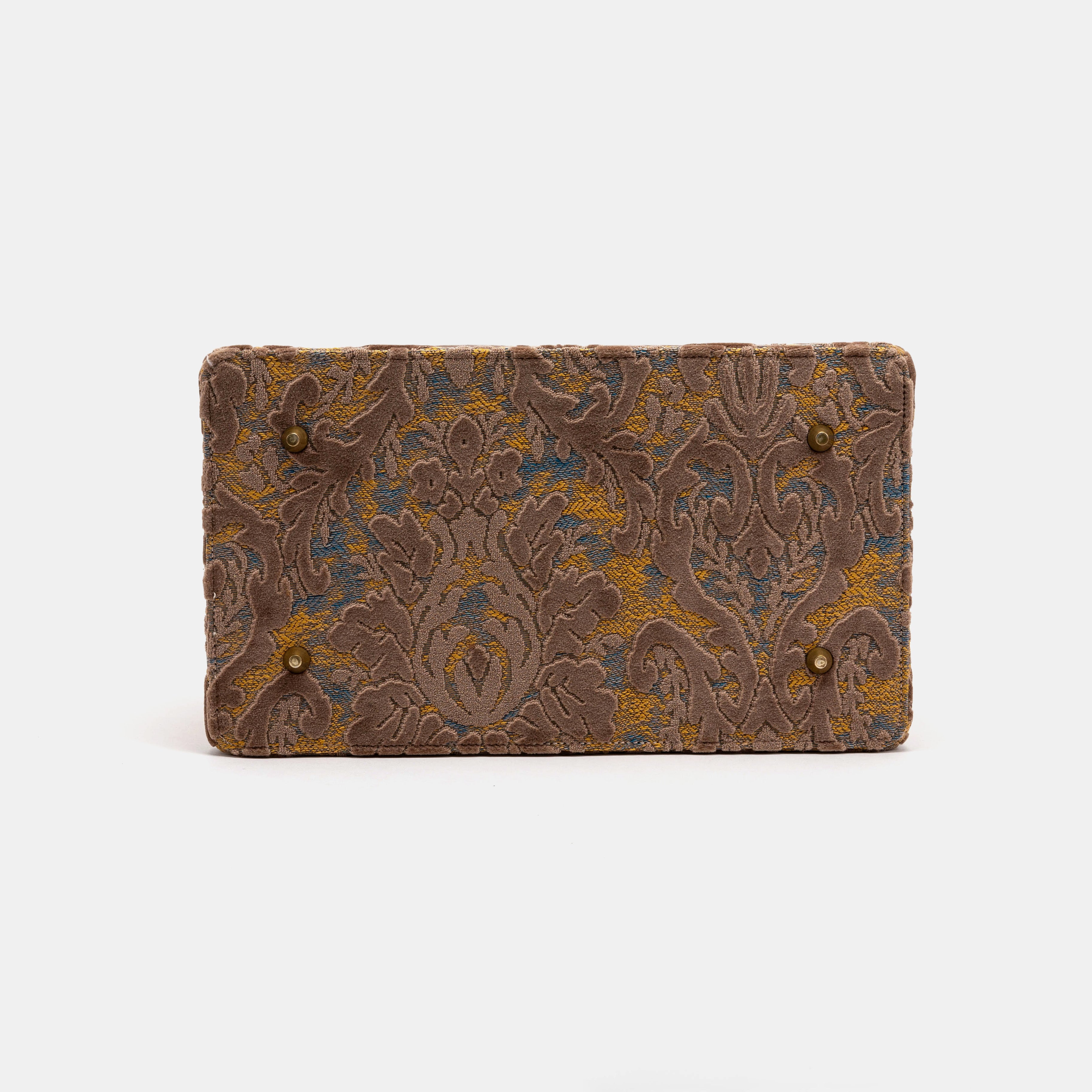 Burnout Velvet Camel Genevieve Carpet Gladstone Bag bottom