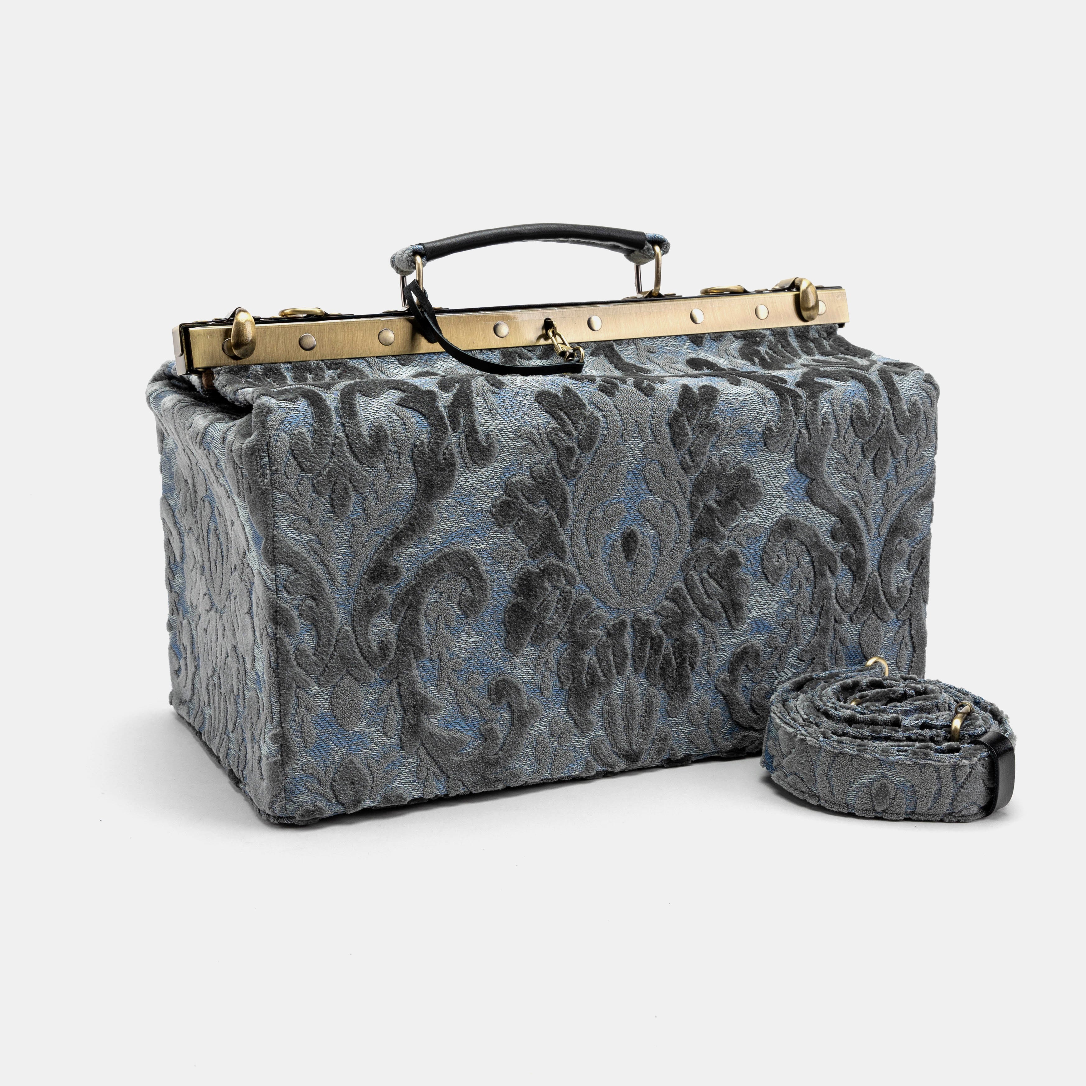 Burnout Velvet Steel Blue Genevieve Carpet Gladstone Bag main