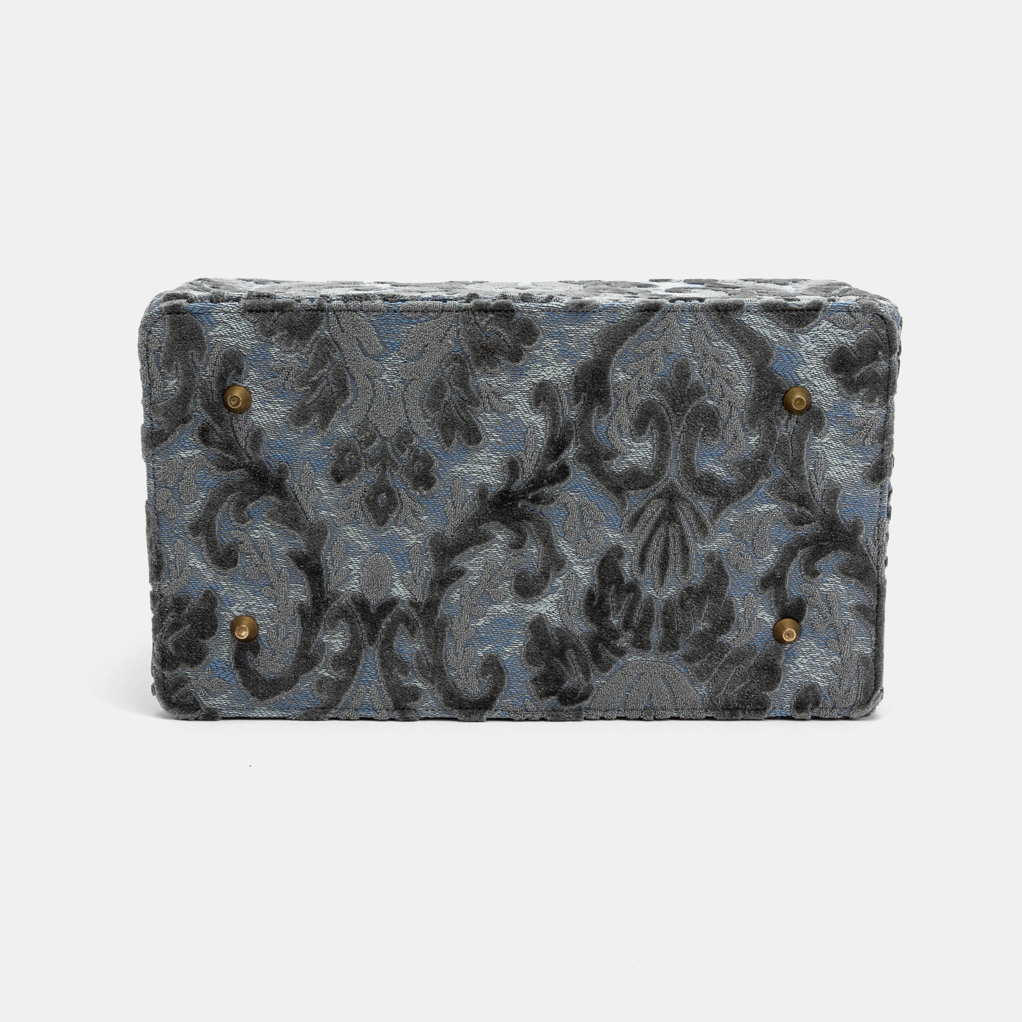 Burnout Velvet Steel Blue Genevieve Carpet Gladstone Bag bottom