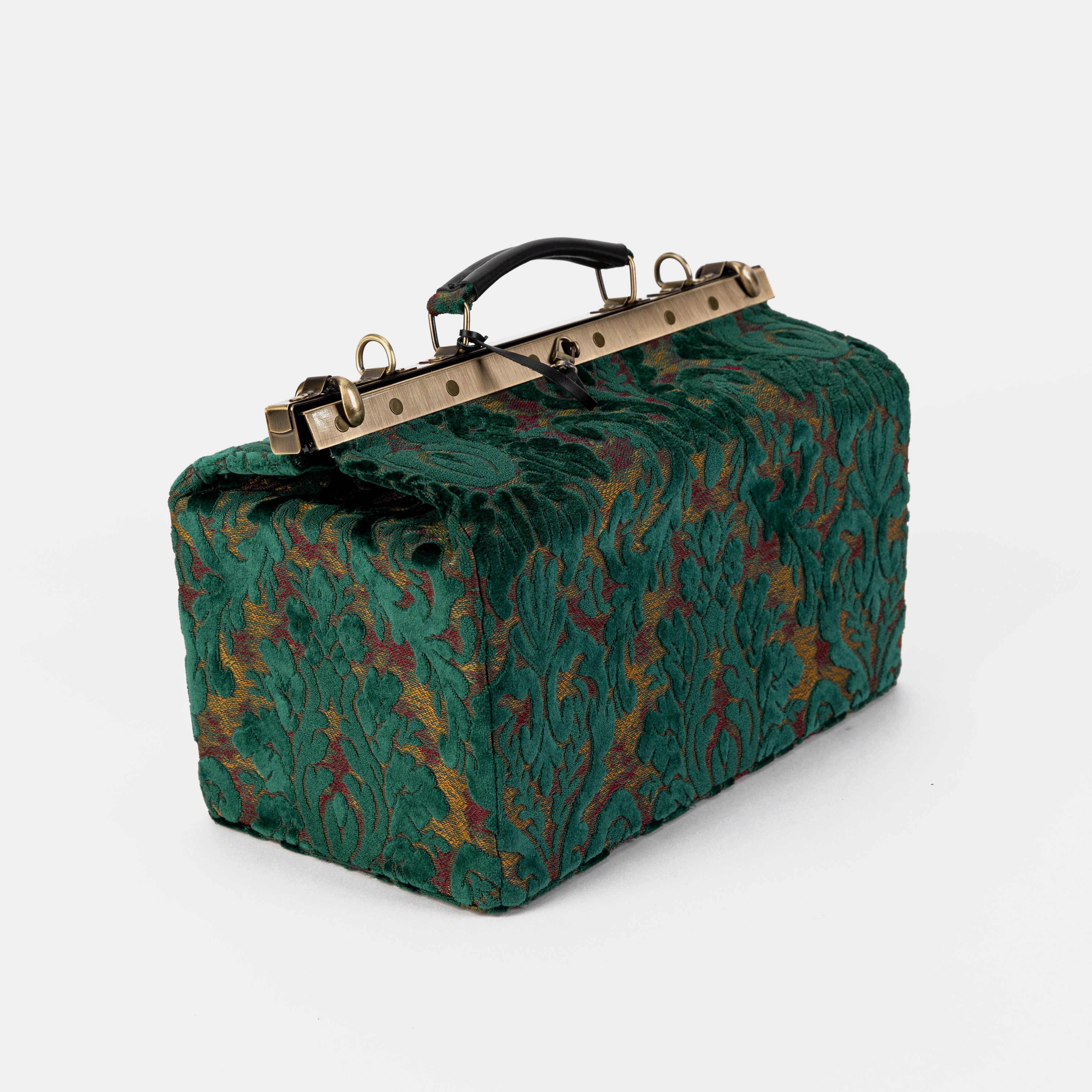 Burnout Velvet Jade Green Genevieve Carpet Gladstone Bag Doctor Bag of America side