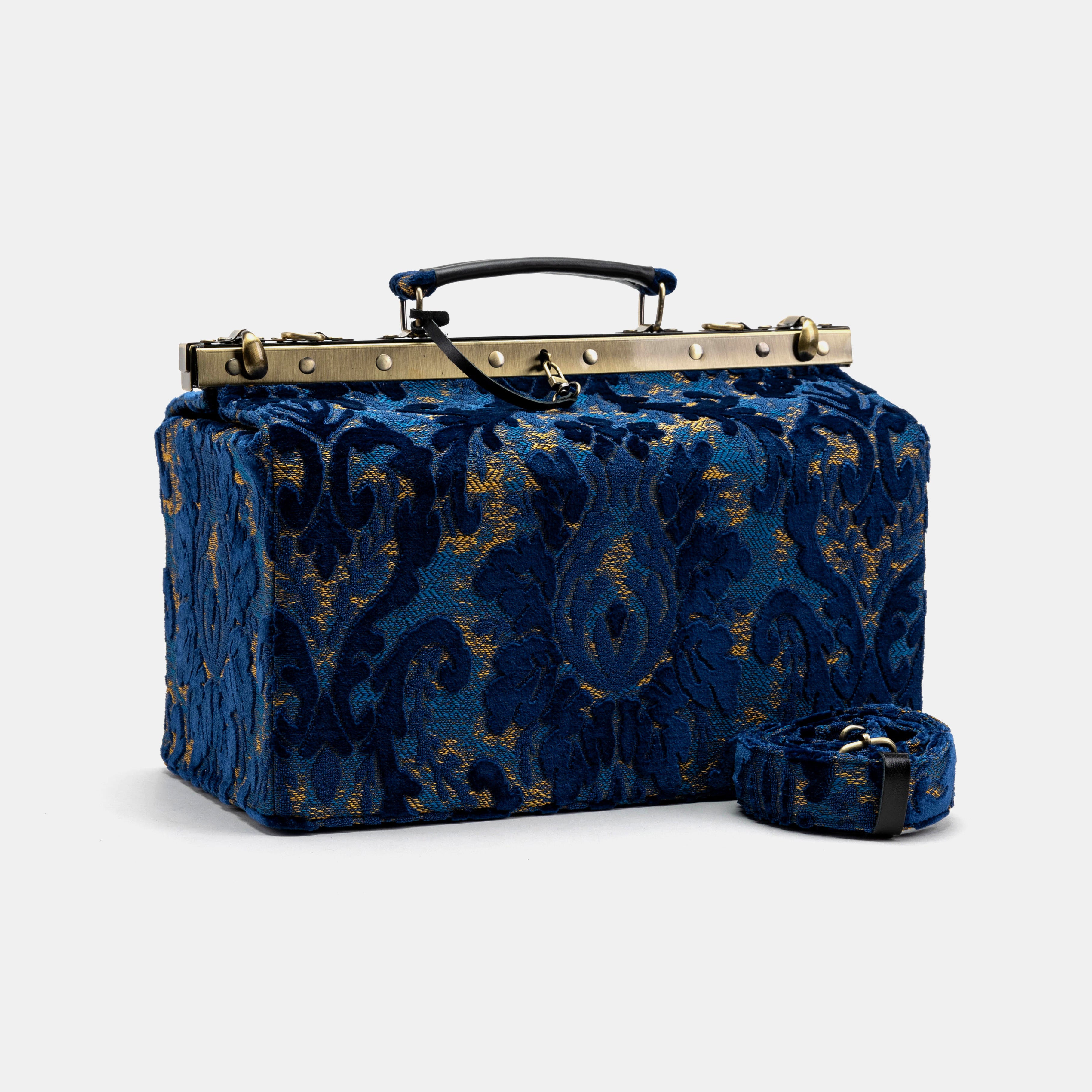 Burnout Velvet Navy Genevieve Carpet Gladstone Bag main