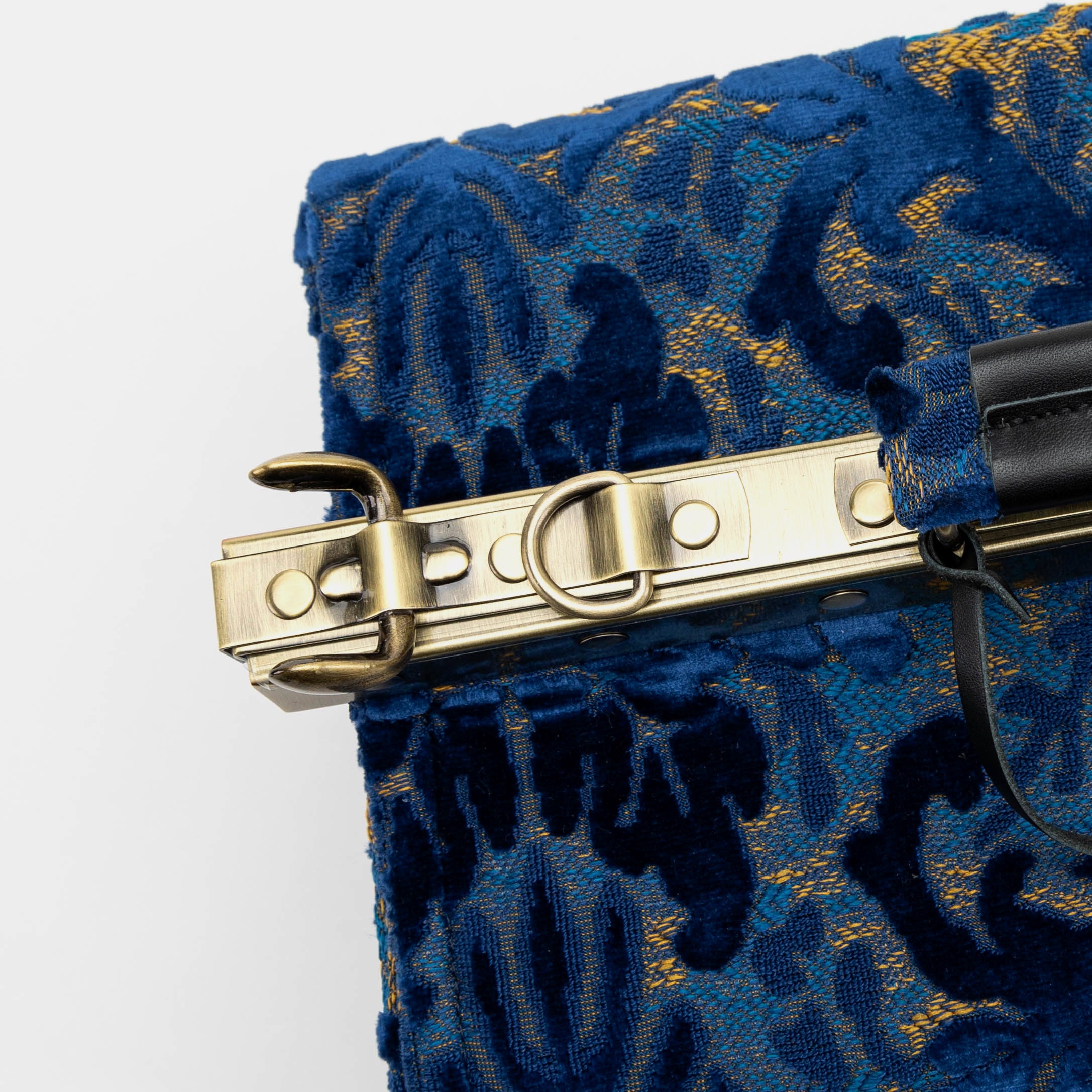 Burnout Velvet Navy Genevieve Carpet Gladstone Bag frame