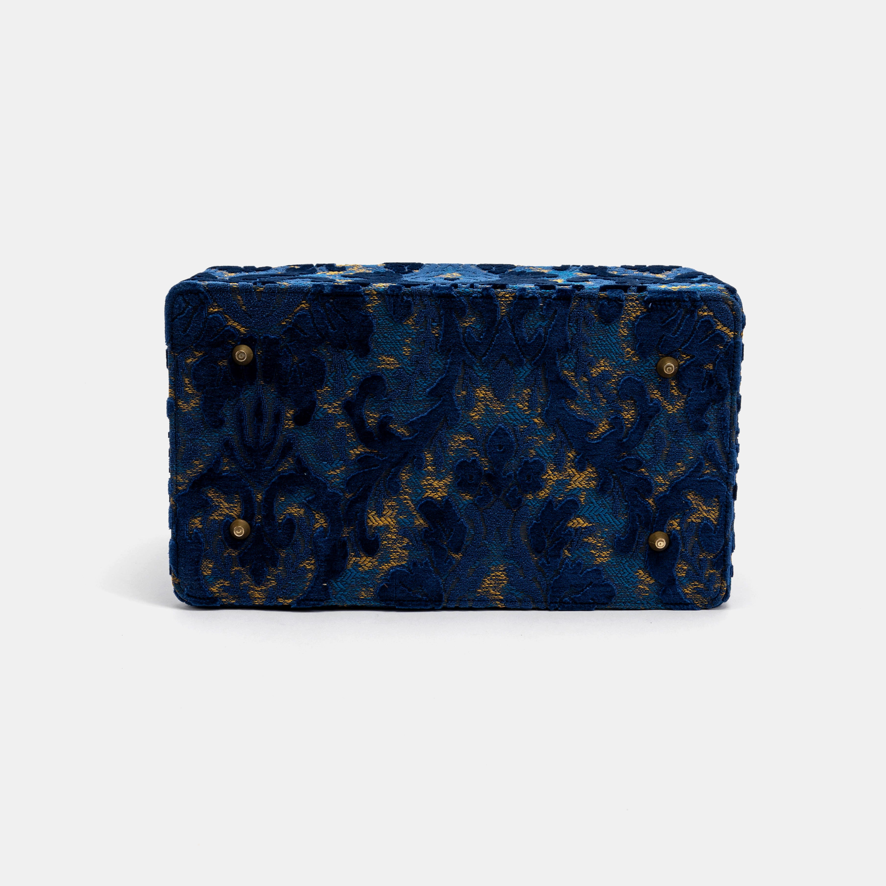 Burnout Velvet Navy Genevieve Carpet Gladstone Bag bottom