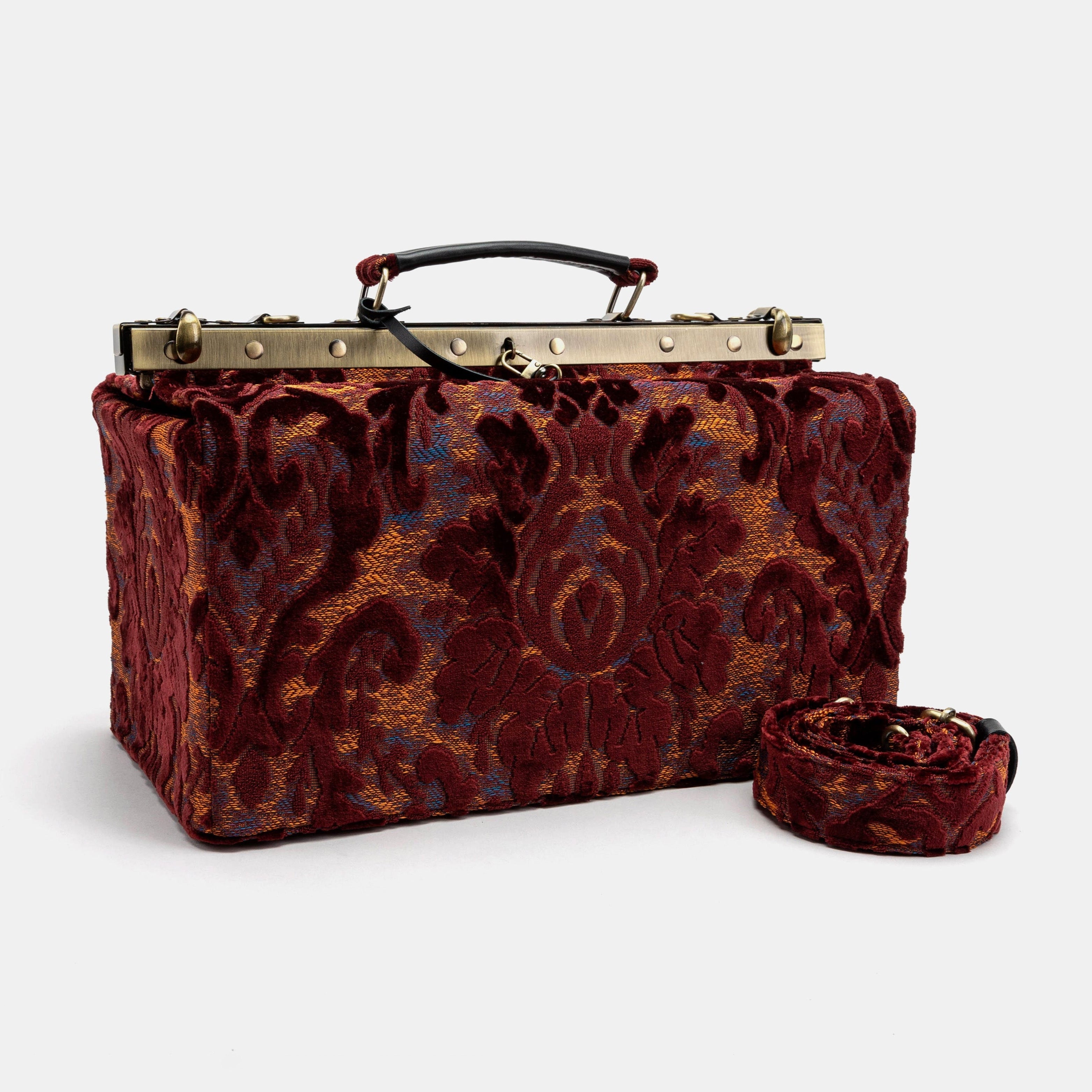 Burnout Velvet Wine Genevieve Carpet Gladstone Bag main
