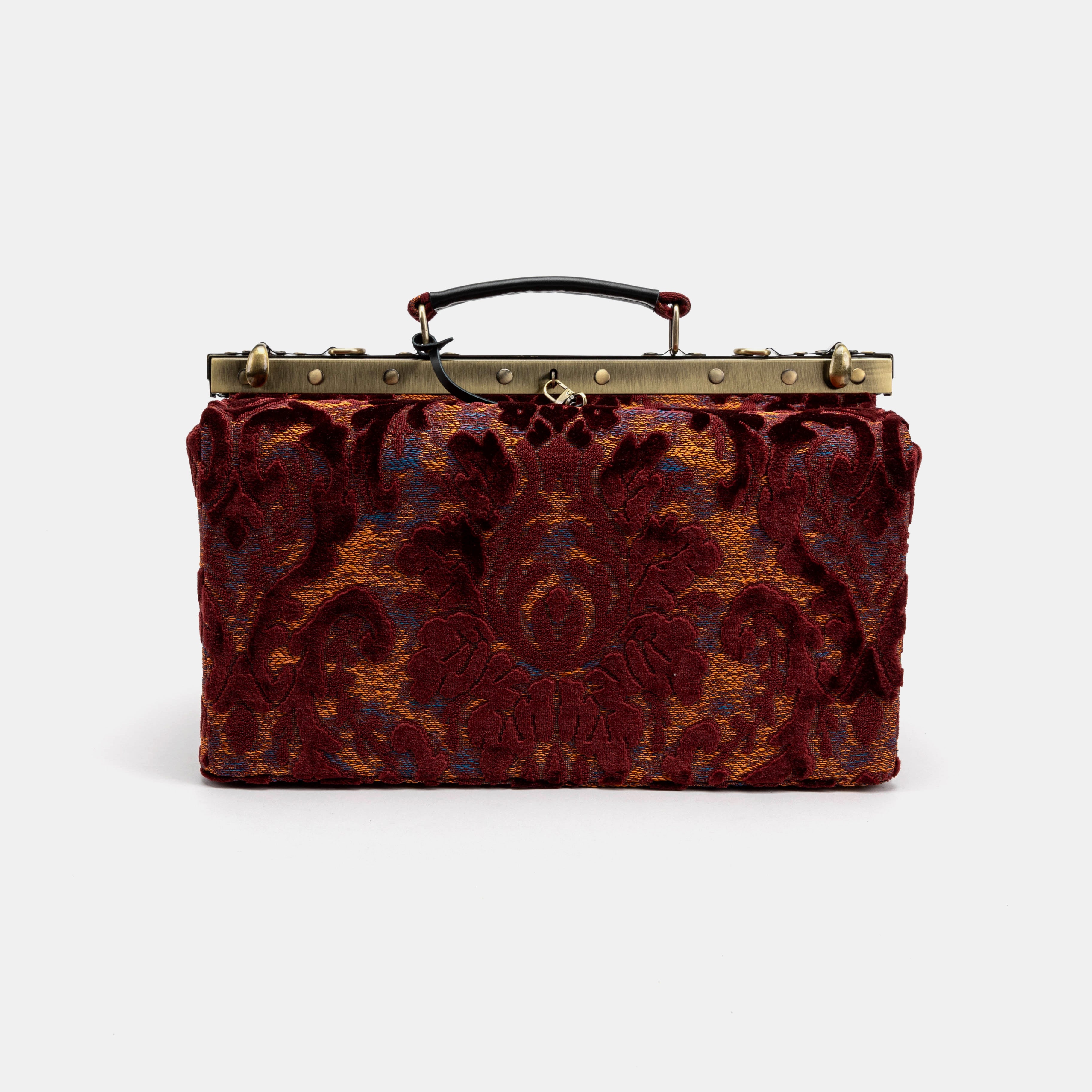 Burnout Velvet Wine Genevieve Carpet Gladstone Bag front