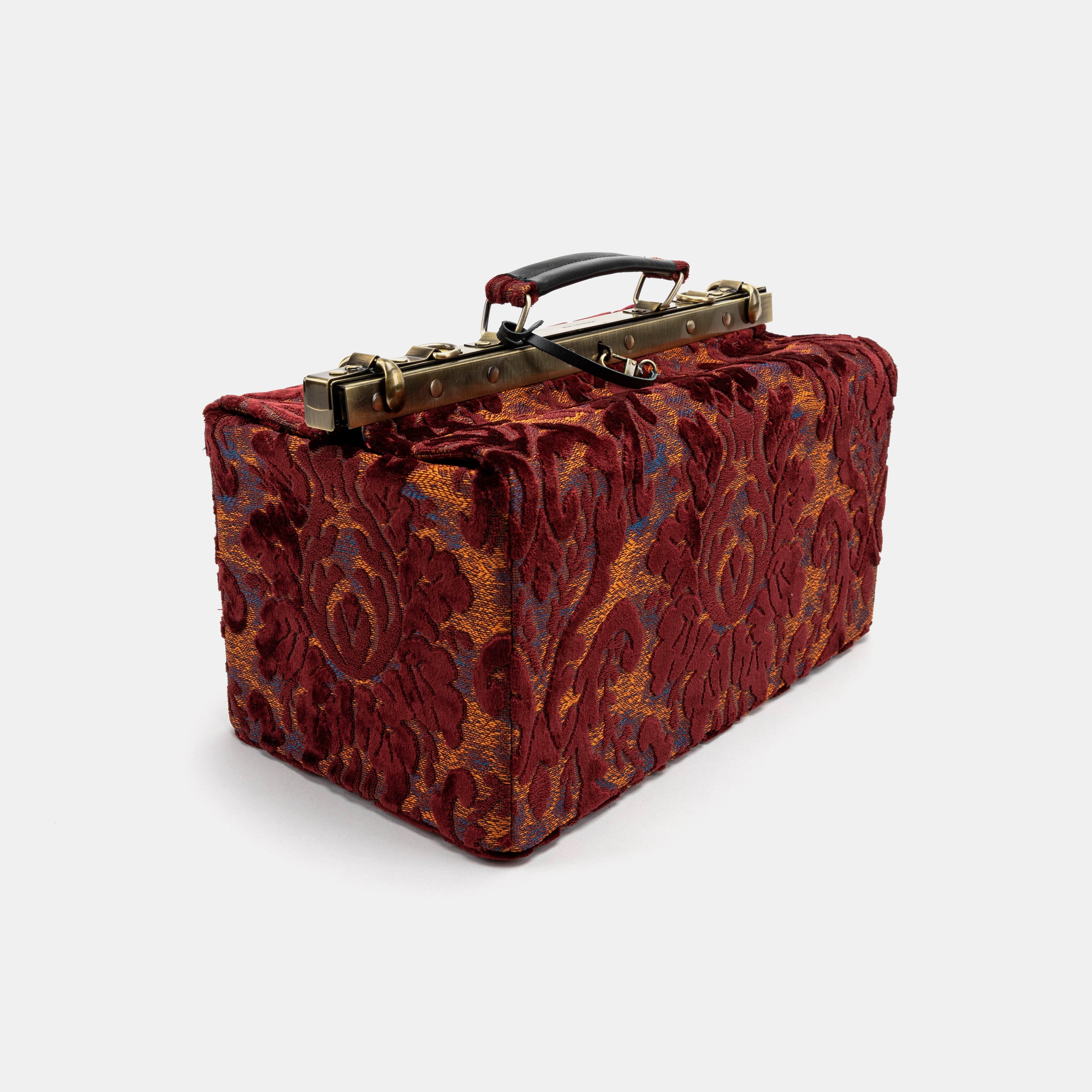 Burnout Velvet Wine Genevieve Carpet Gladstone Bag front side
