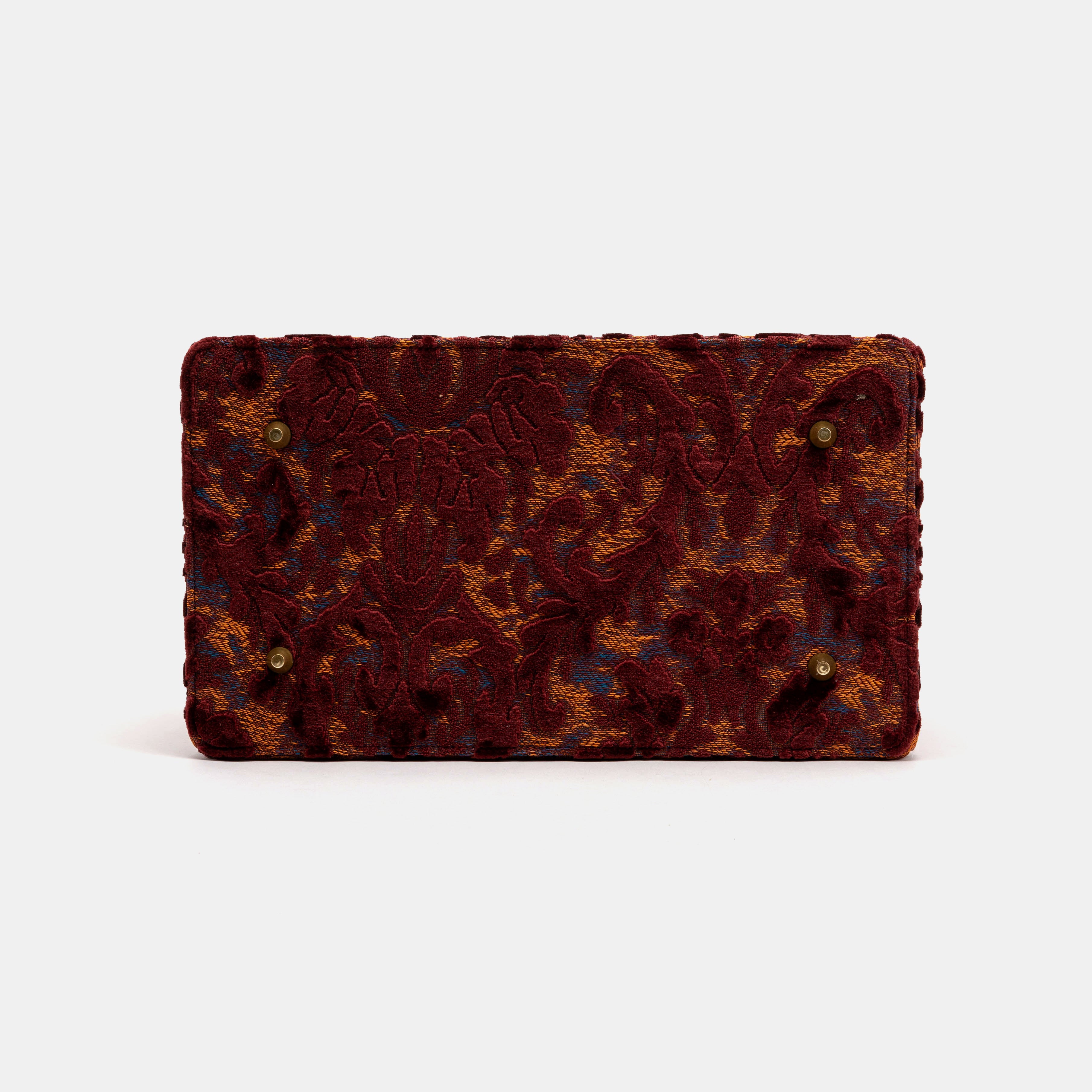 Burnout Velvet Wine Genevieve Carpet Gladstone Bag bottom