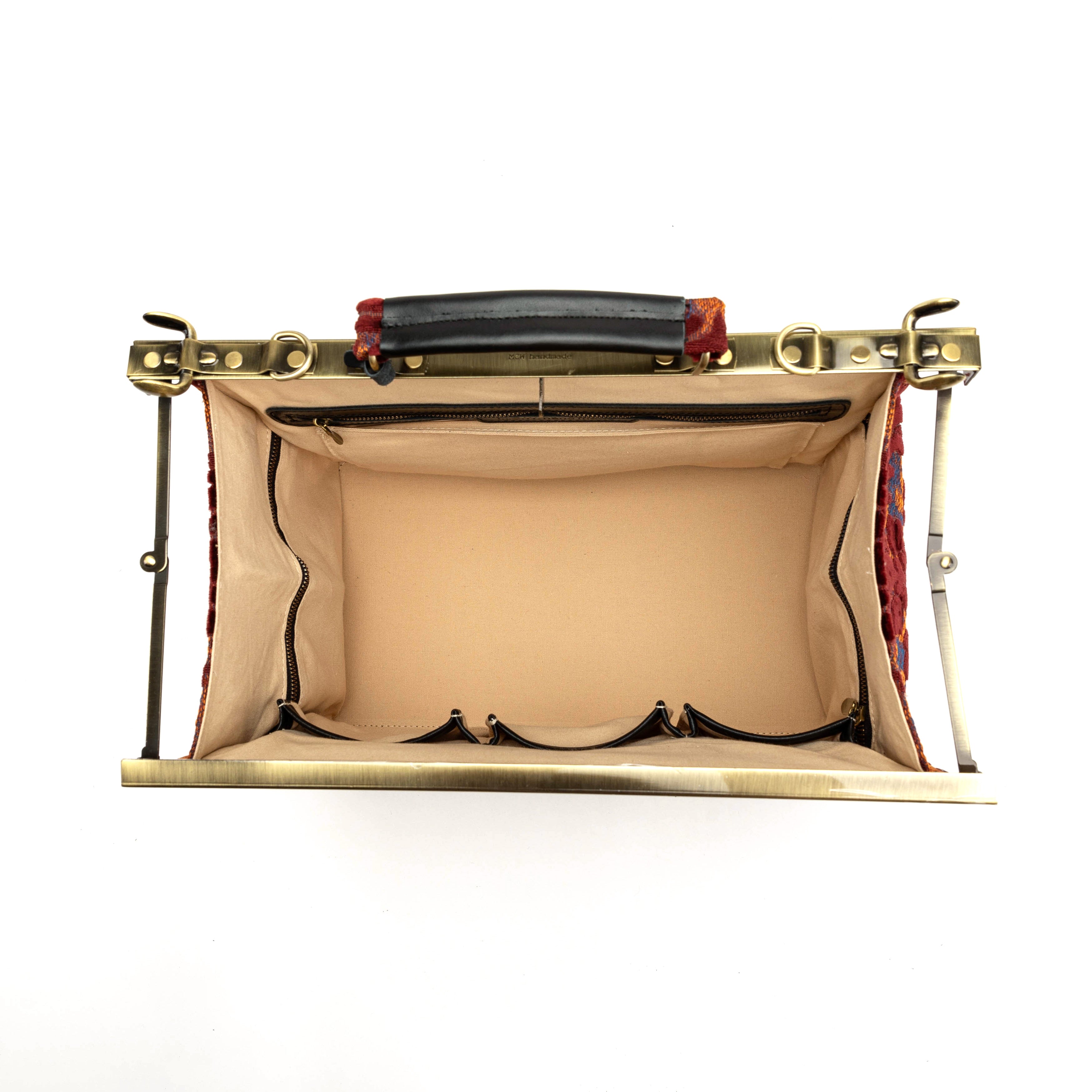 Burnout Velvet Wine Genevieve Carpet Gladstone Bag inside
