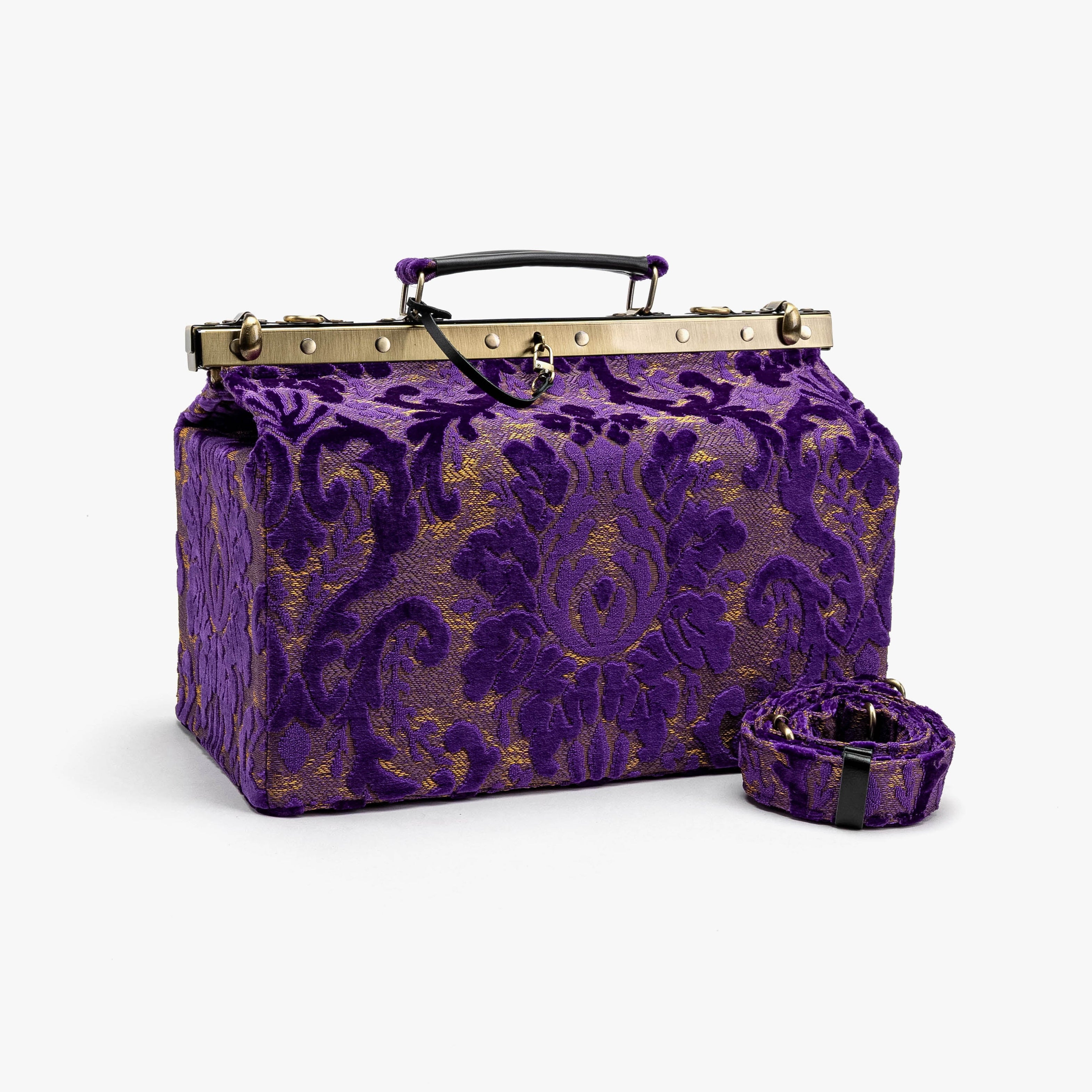 Burnout Velvet Purple Genevieve Carpet Gladstone Bag main