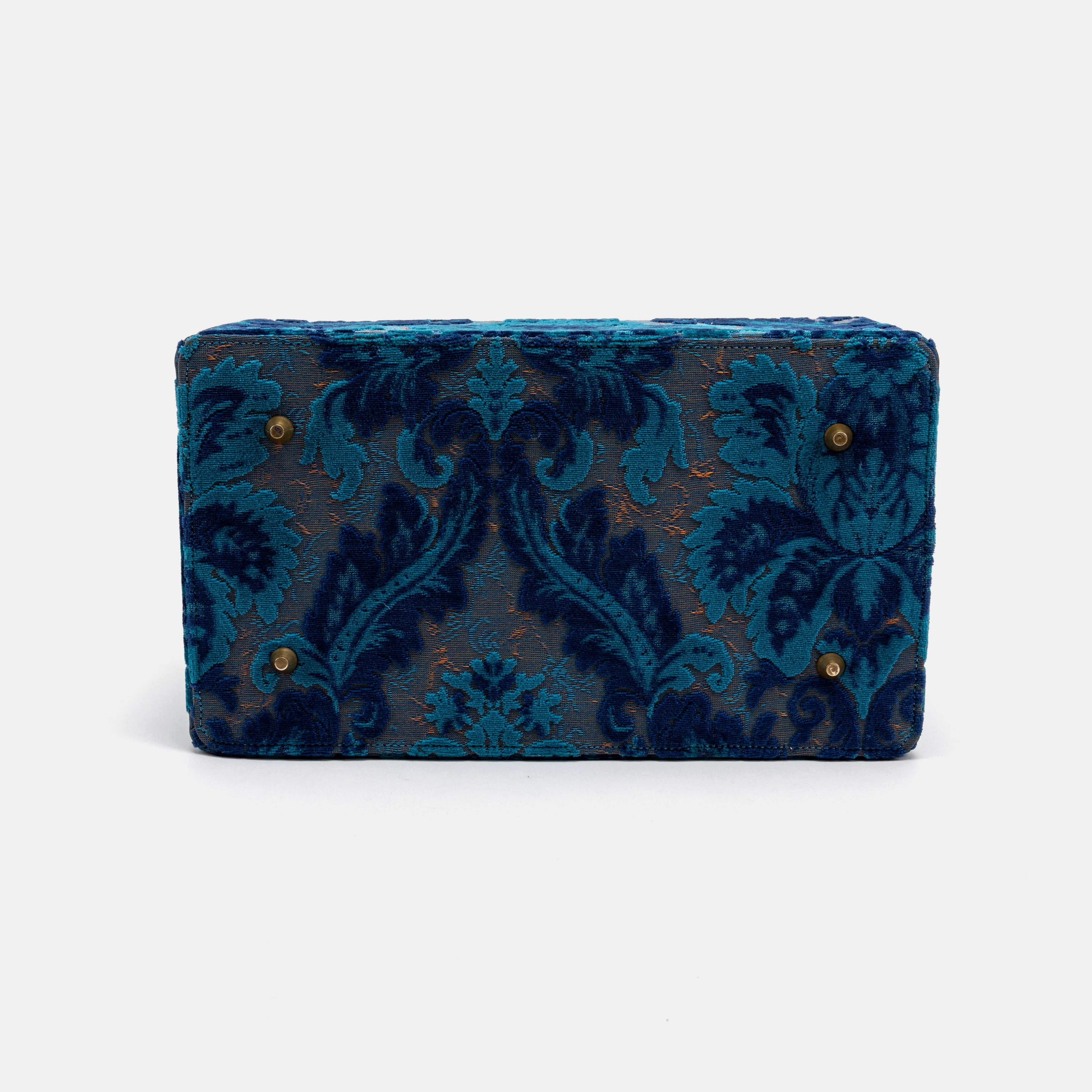Gladstone Bag Carpet Doctor Bag Victorian Weekender Bag Shoulder Frame Bag Genevieve Golden Age Navy Carpetbagger Carpetbag of America bottom
