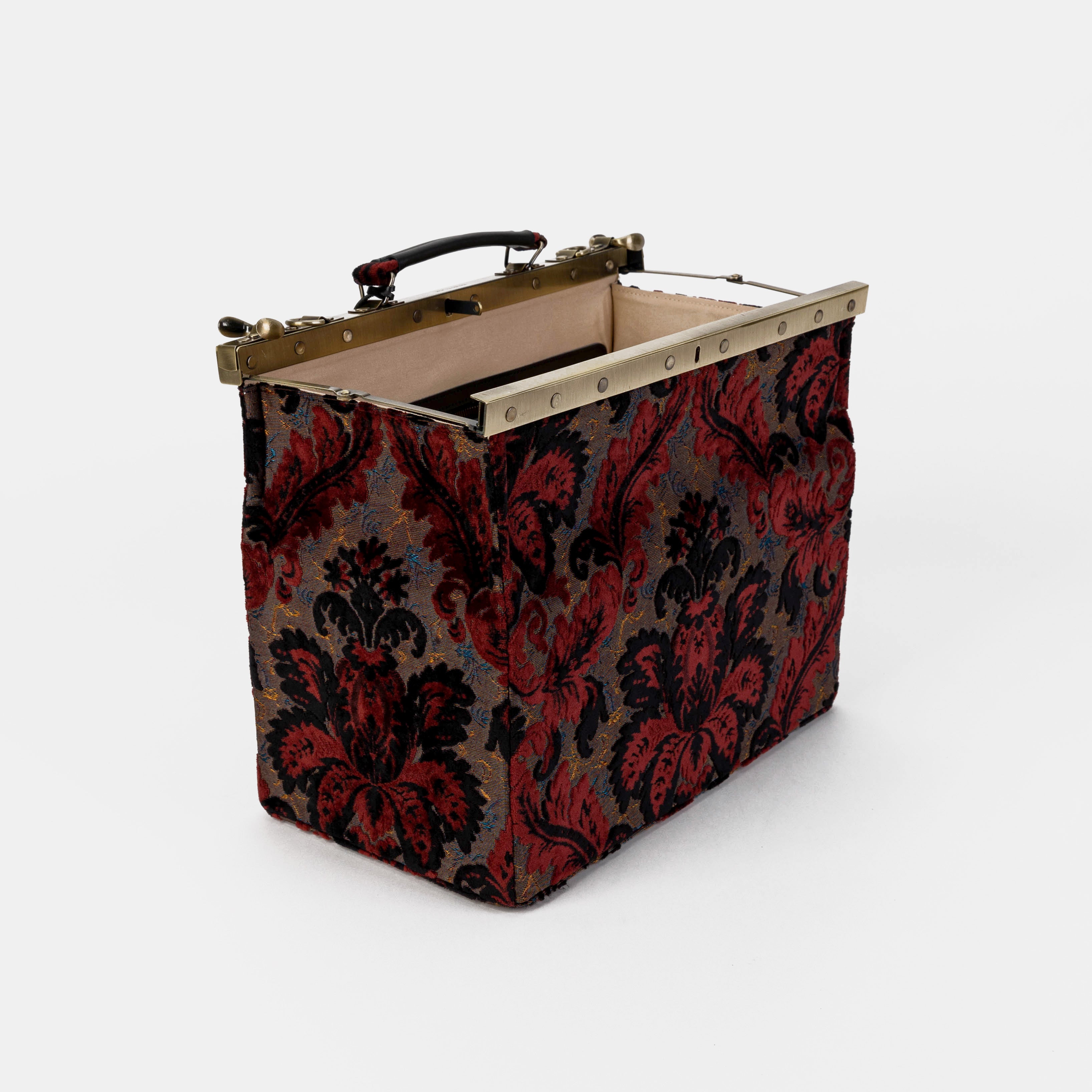Burnout Velvet Revival Sephia Genevieve Carpet Gladstone Bag Doctor Bag of America open and stand