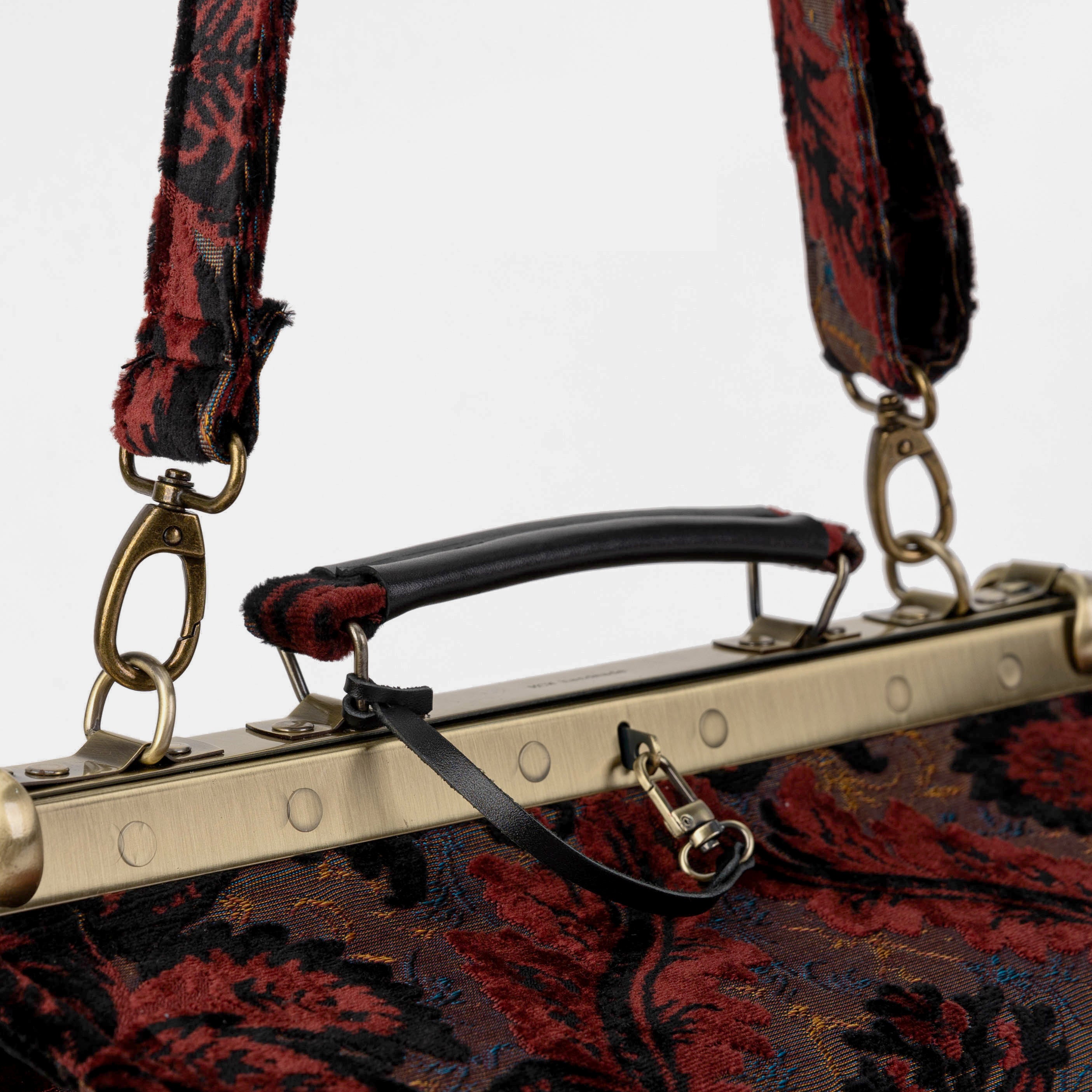 Burnout Velvet Revival Sephia Genevieve Carpet Gladstone Bag Doctor Bag of America handle