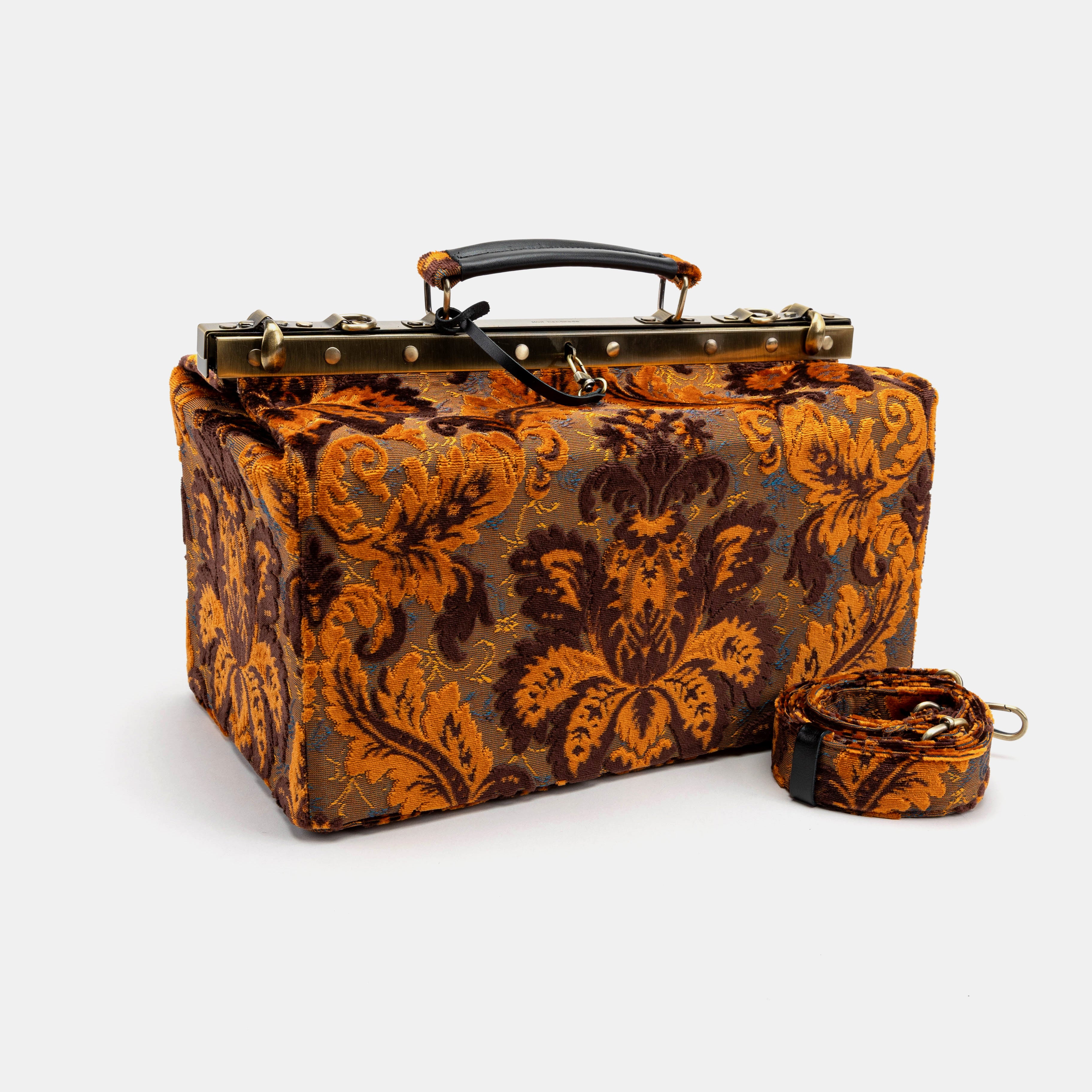 Gladstone Bag Carpet Doctor Bag Victorian Weekender Bag Shoulder Frame Bag Genevieve Burnout Velvet Revival Sienna Carpetbagger Carpetbag of America main