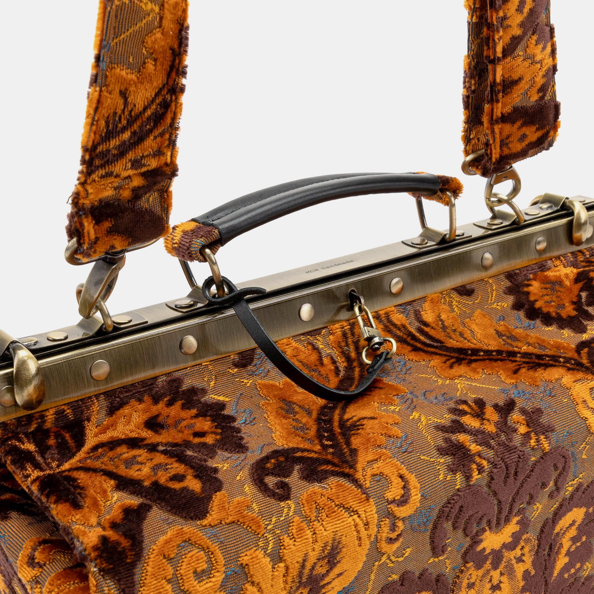 Gladstone Bag Carpet Doctor Bag Victorian Weekender Bag Shoulder Frame Bag Genevieve Burnout Velvet Revival Sienna Carpetbagger Carpetbag of America handle