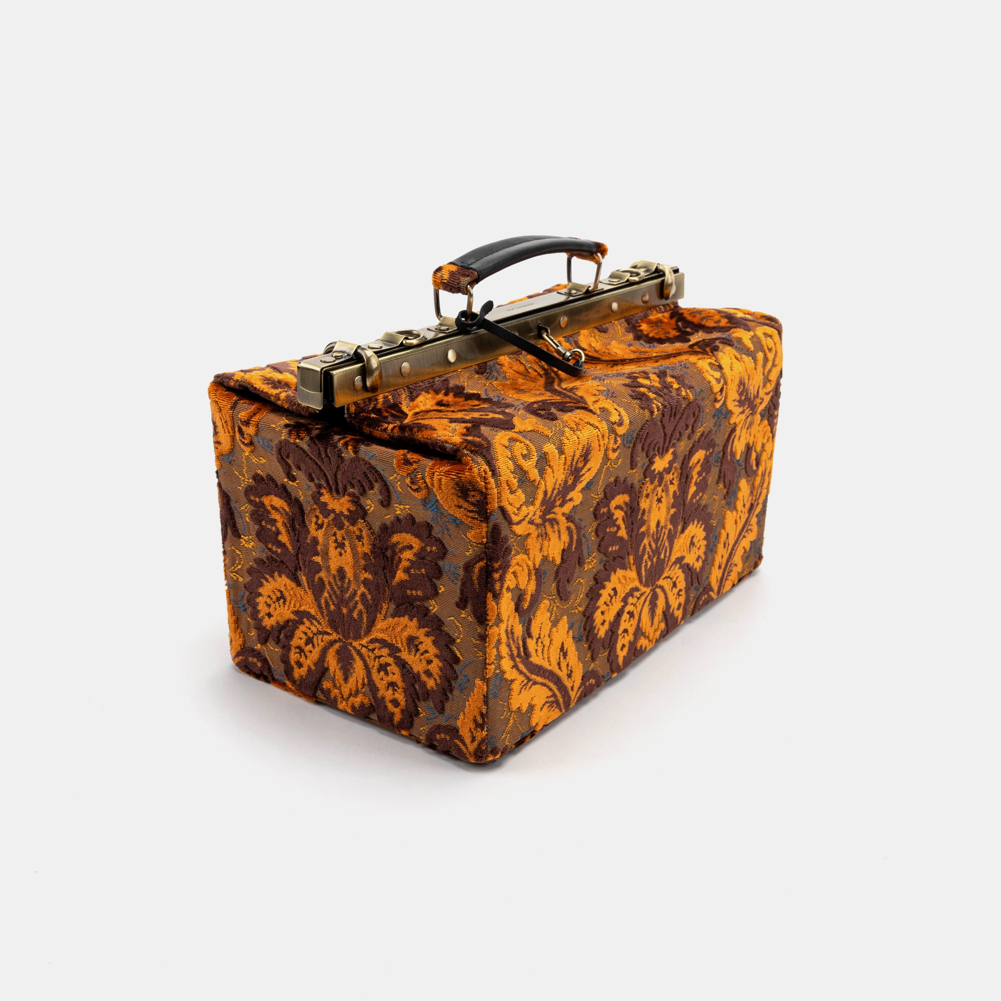 Gladstone Bag Carpet Doctor Bag Victorian Weekender Bag Shoulder Frame Bag Genevieve Burnout Velvet Revival Sienna Carpetbagger Carpetbag of America front side