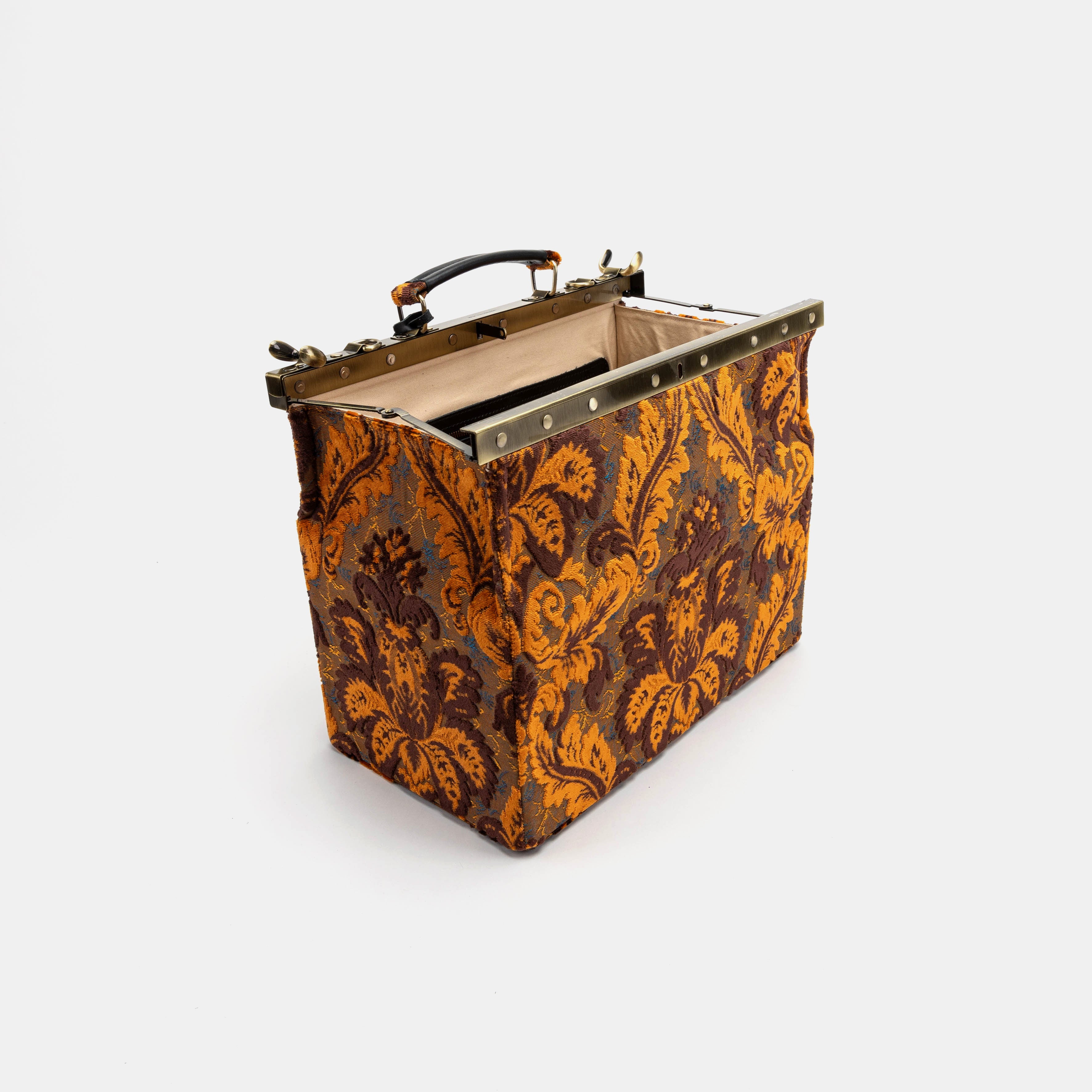 Gladstone Bag Carpet Doctor Bag Victorian Weekender Bag Shoulder Frame Bag Genevieve Burnout Velvet Revival Sienna Carpetbagger Carpetbag of America OPEN standing