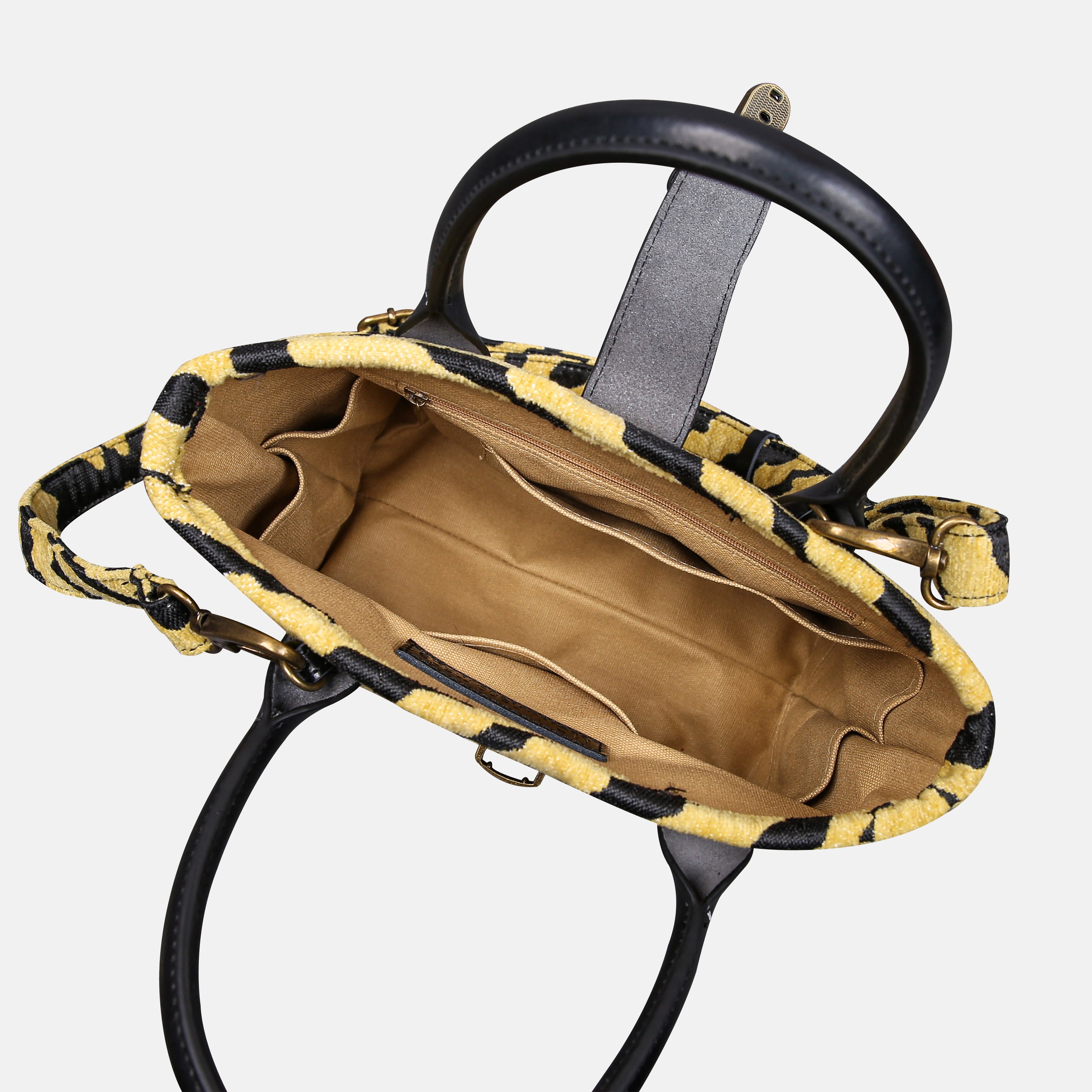 Tiger Stripes Tuck Lock Carpet Satchel carpet bag MCW Handmade-5