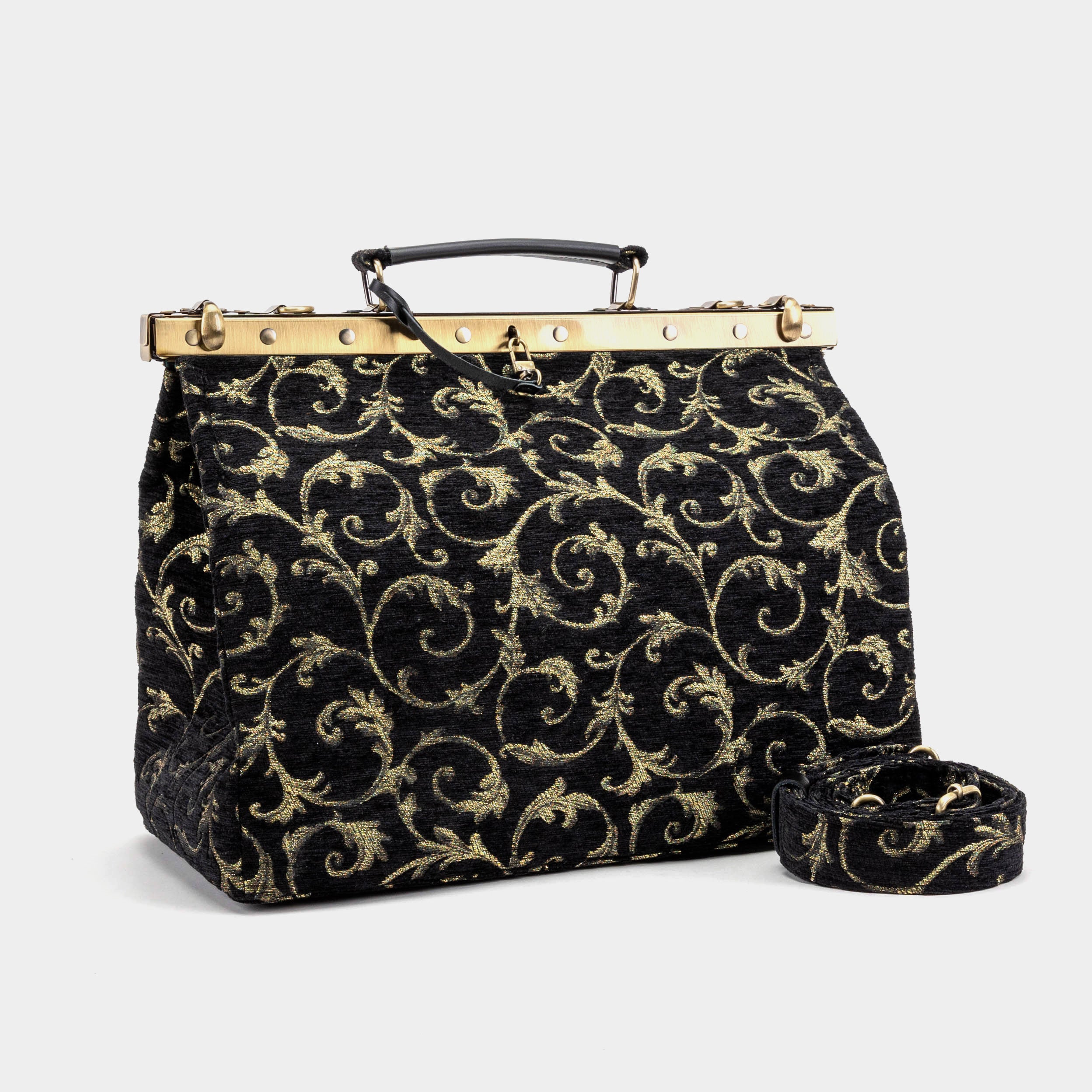 Vintage Scroll Black Green Celine Carpet Gladstone Bag of America main