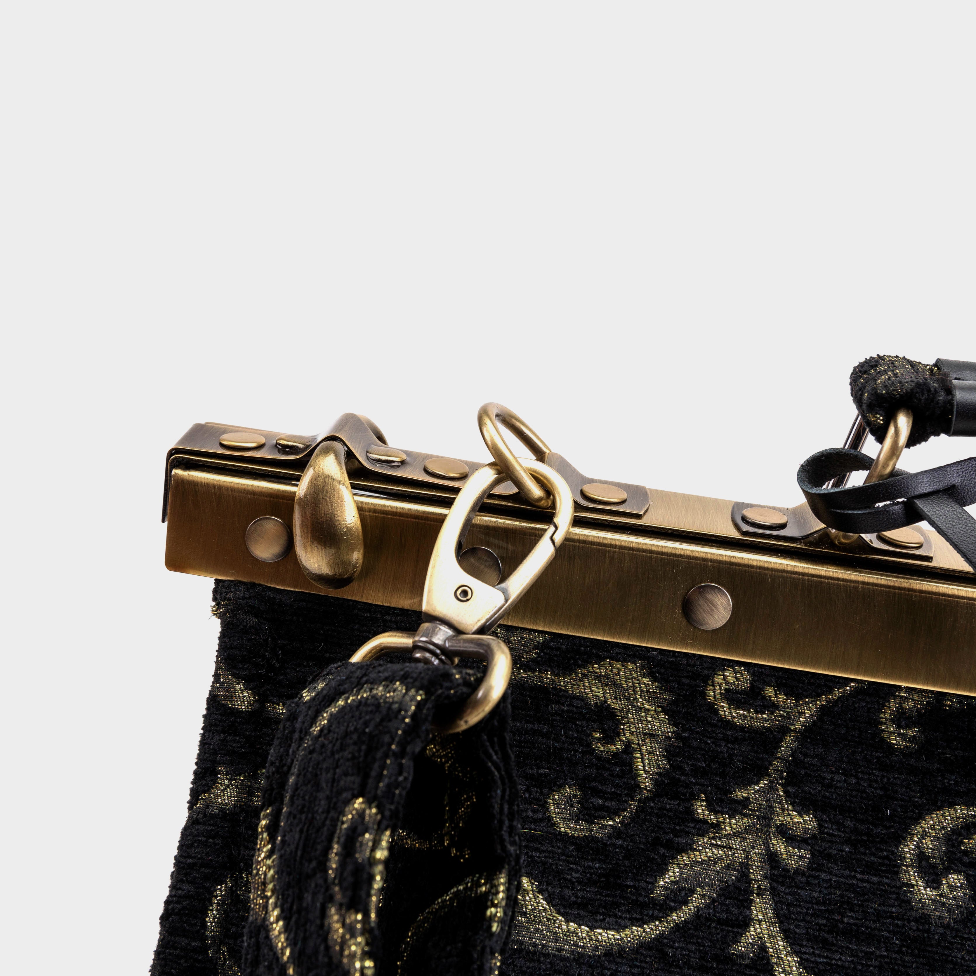 Vintage Scroll Black Green Celine Carpet Gladstone Bag of America clasp