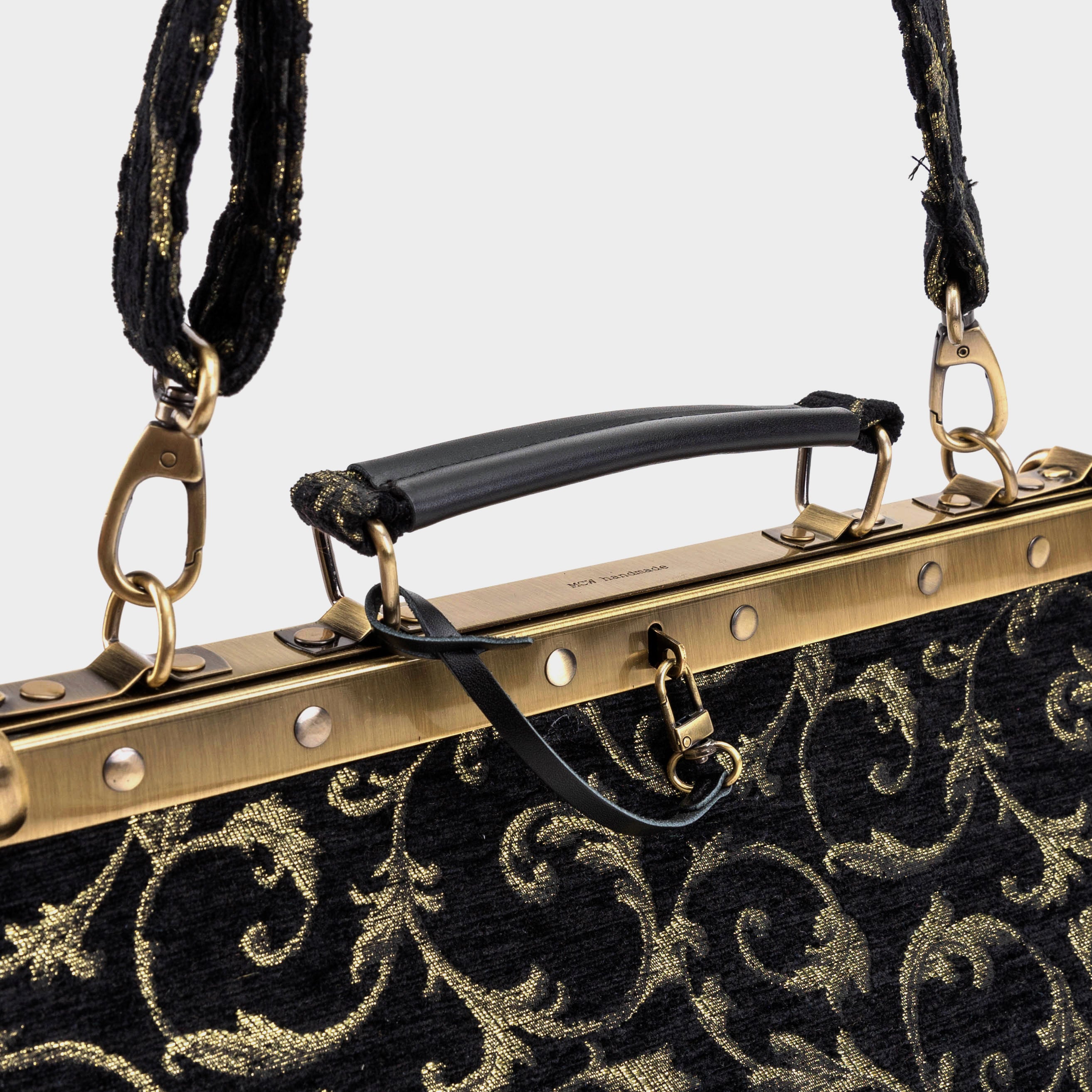 Vintage Scroll Black Green Celine Carpet Gladstone Bag of America handle