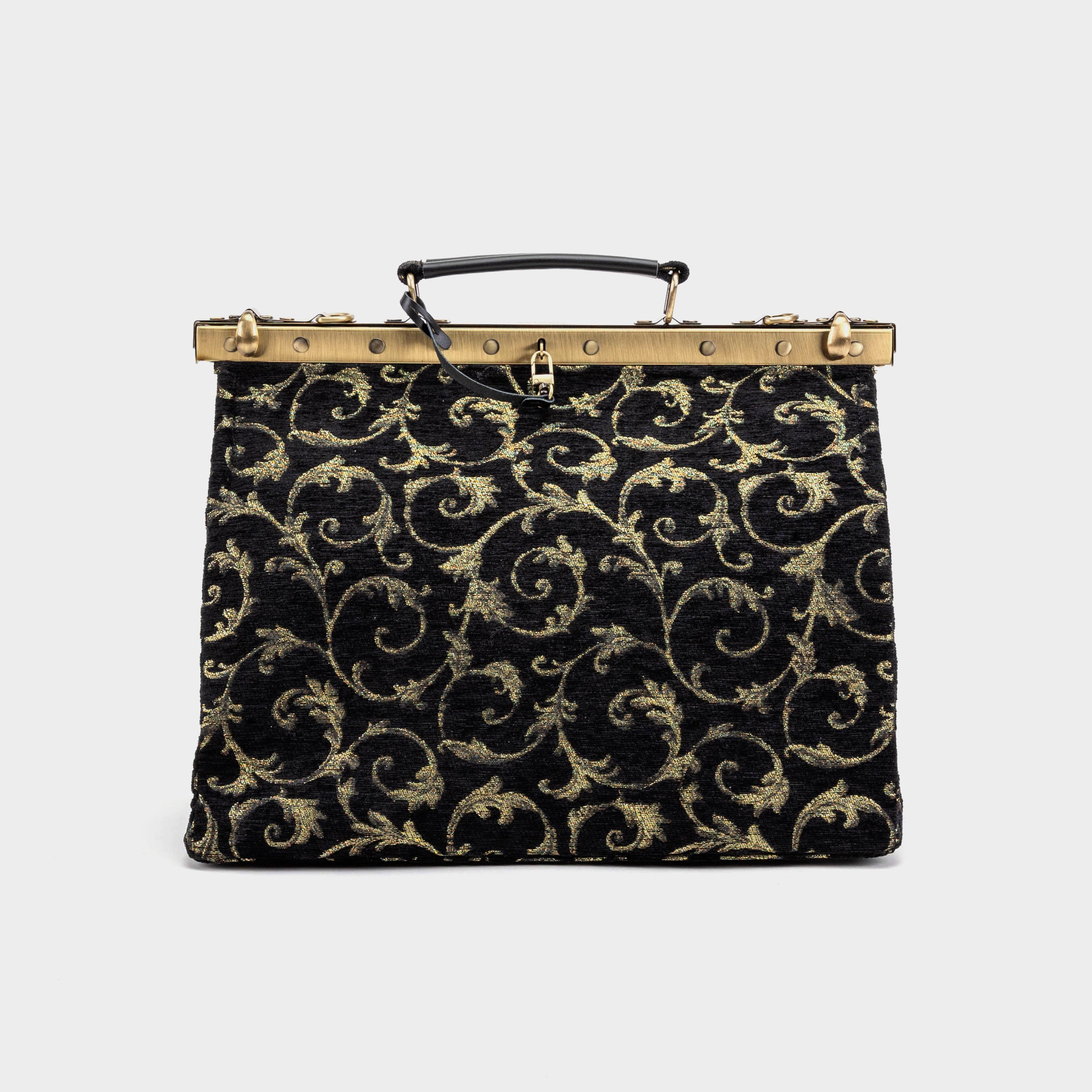 Vintage Scroll Black Green Celine Carpet Gladstone Bag of America front