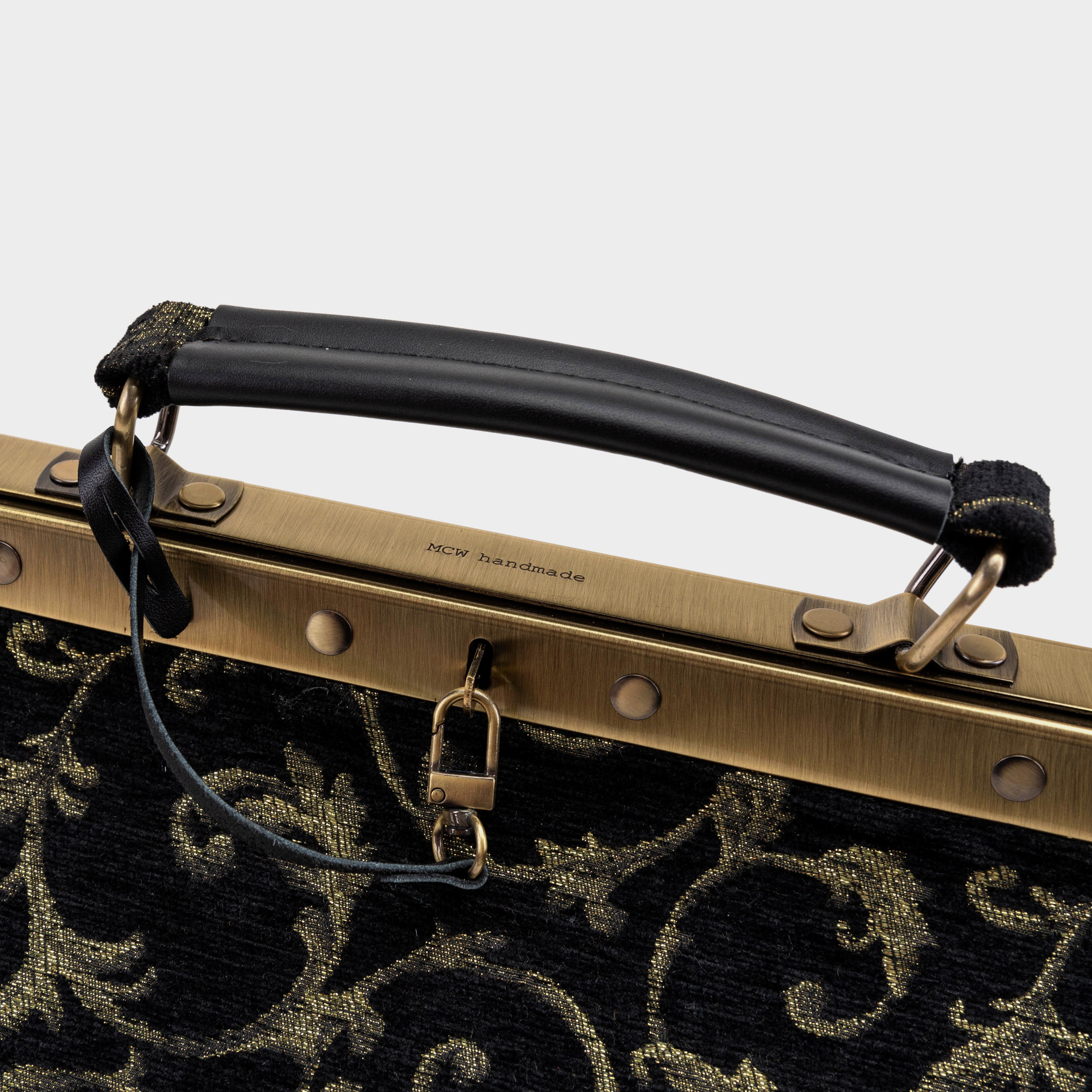 Vintage Scroll Black Green Celine Carpet Gladstone Bag of America logo