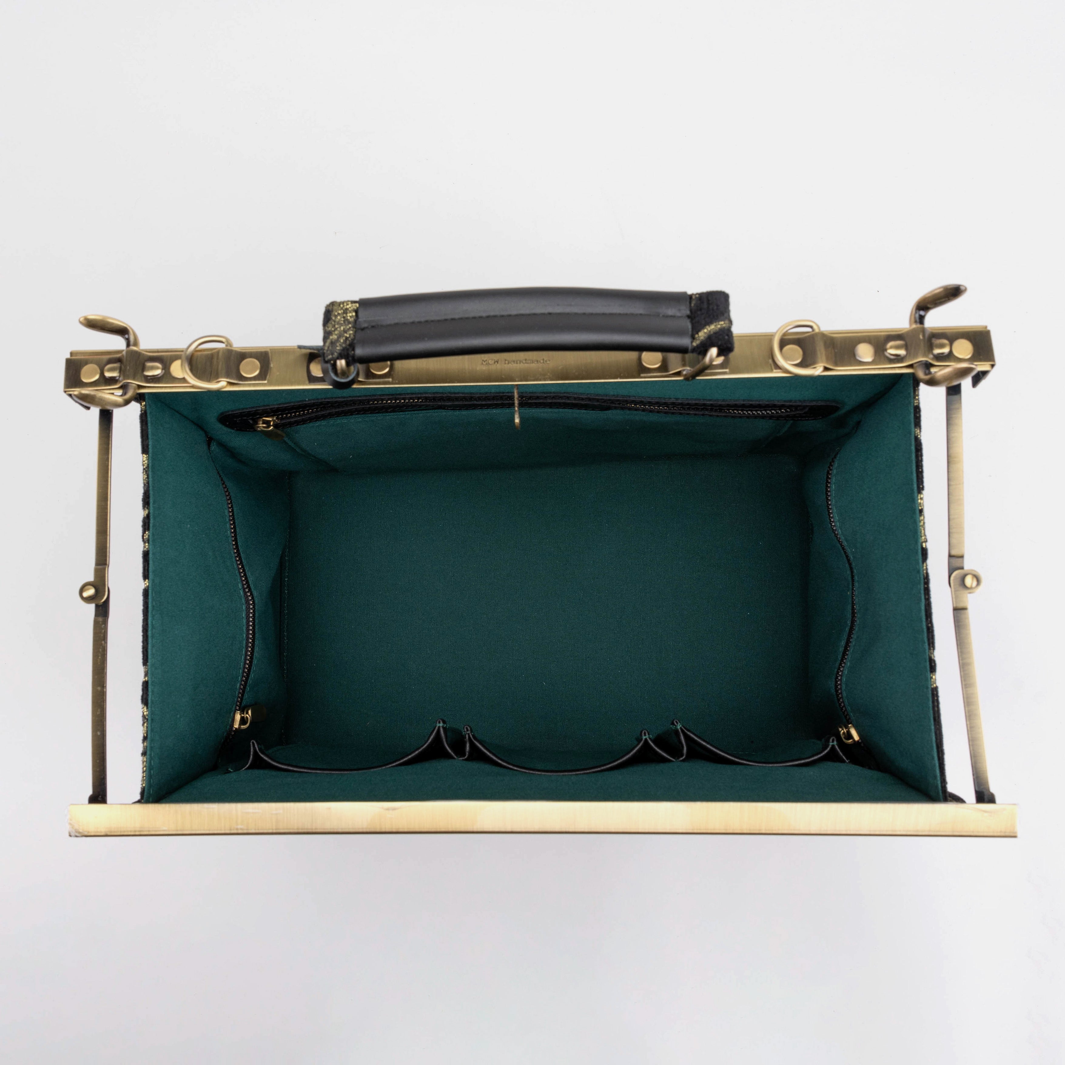 Vintage Scroll Black Green Celine Carpet Gladstone Bag of America inside