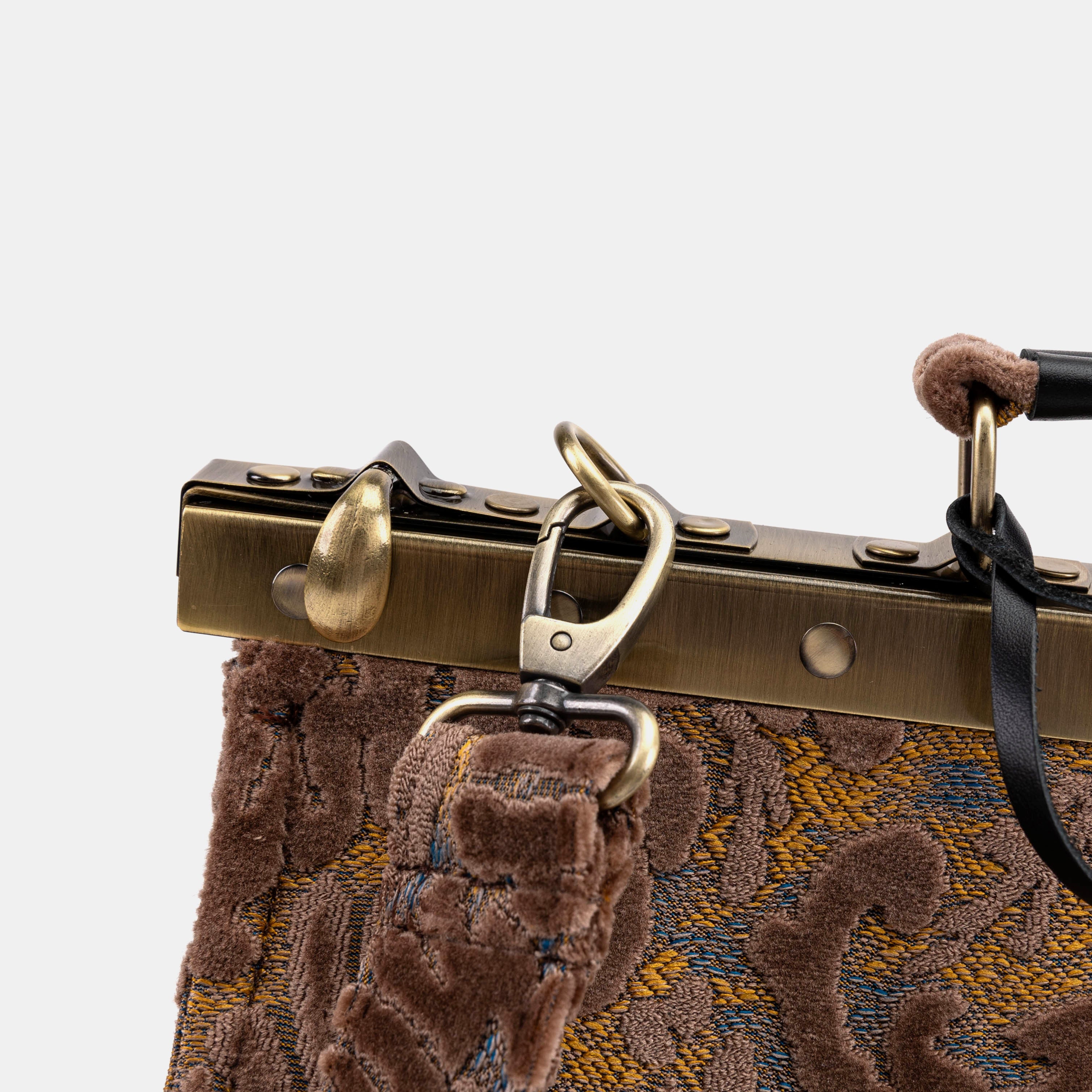 Burnout Velvet Camel Celine Carpet Gladstone Bag clasp