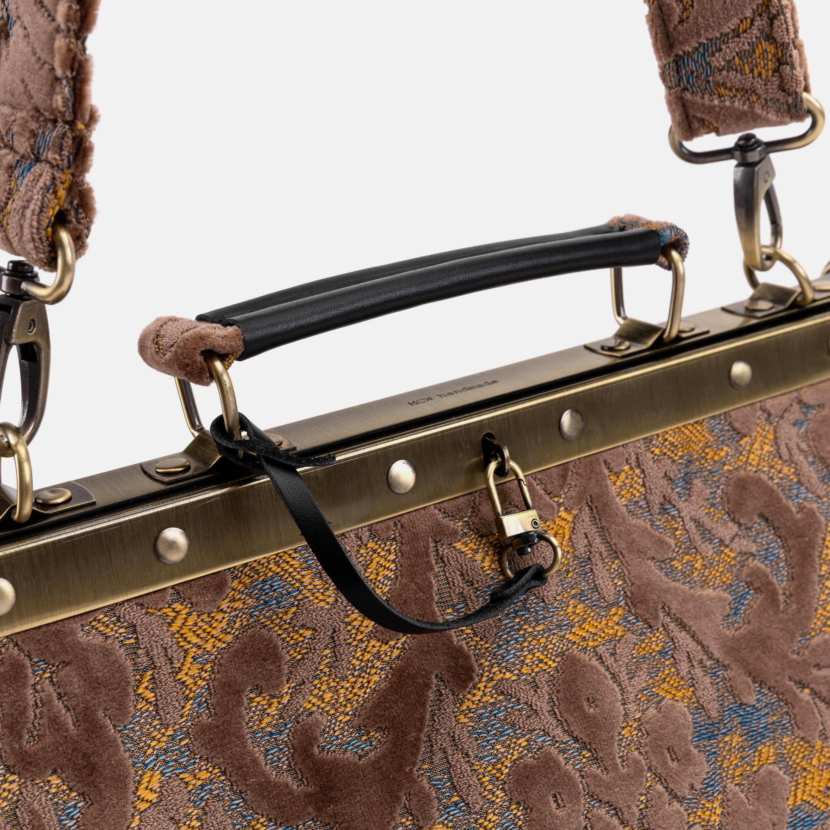 Burnout Velvet Camel Celine Carpet Gladstone Bag handle