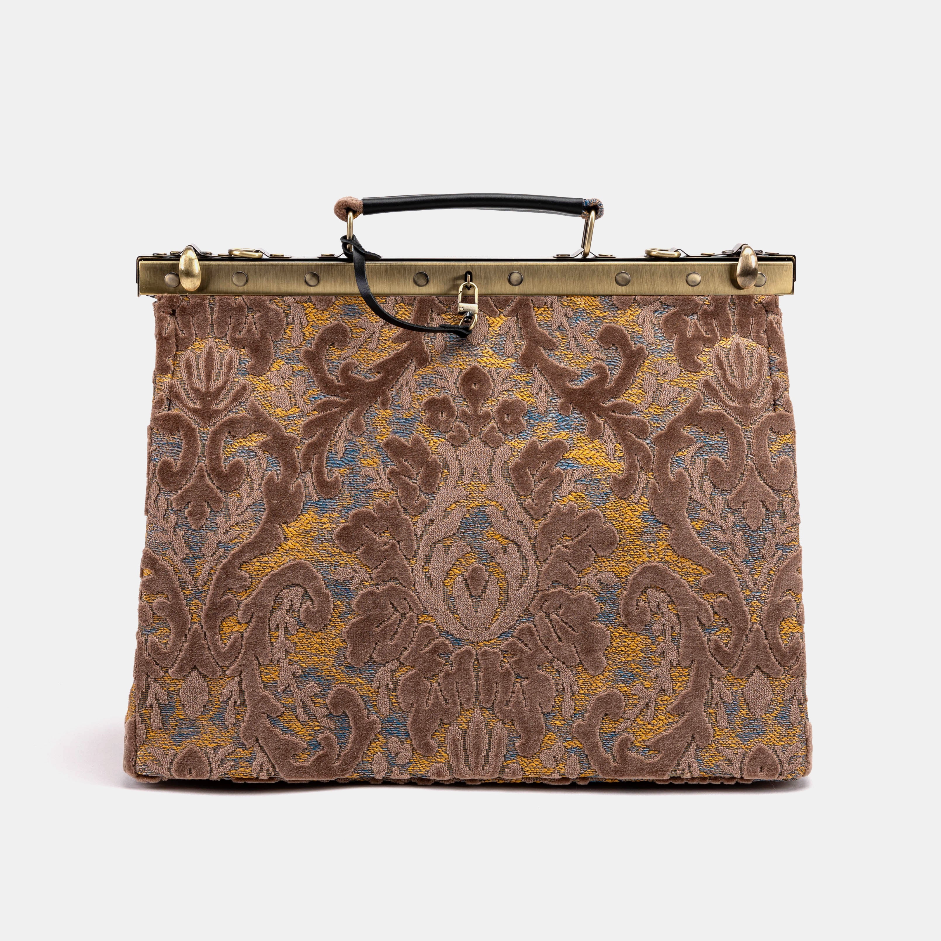 Burnout Velvet Camel Celine Carpet Gladstone Bag  front