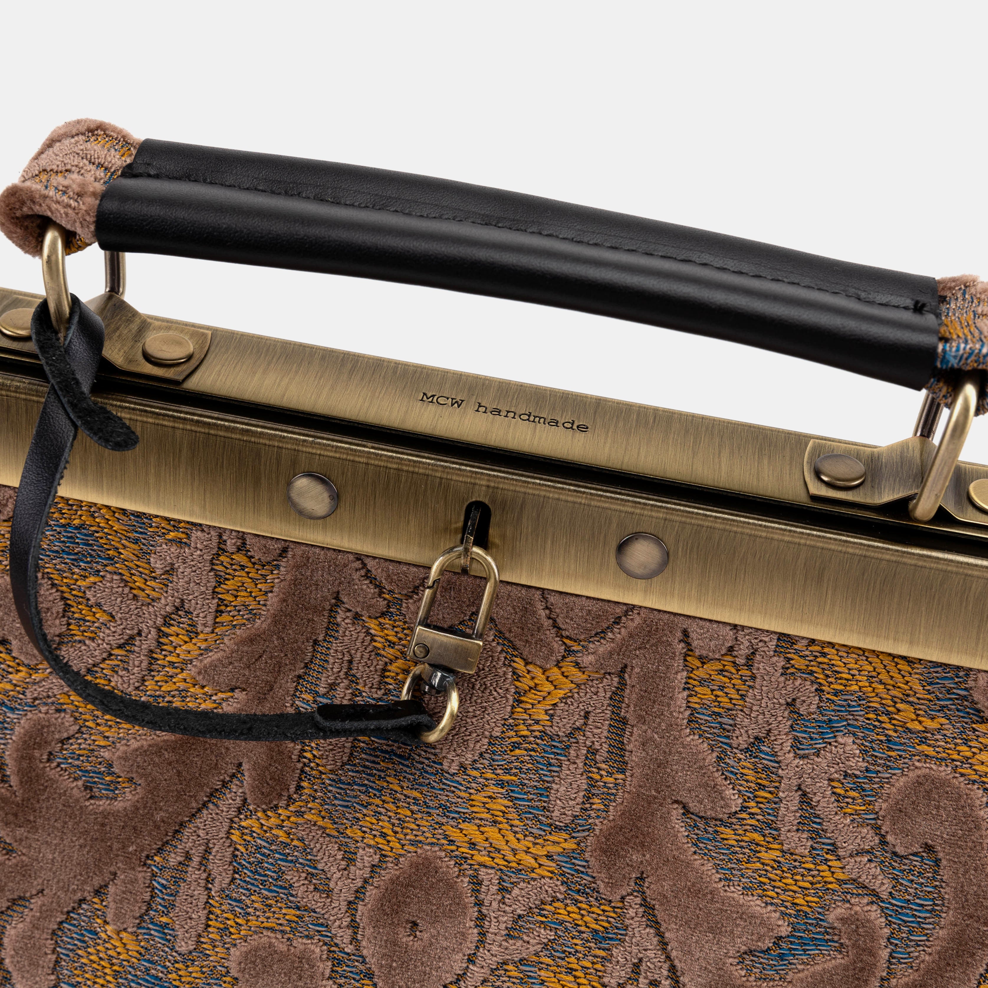 Burnout Velvet Camel Celine Carpet Gladstone Bag logo