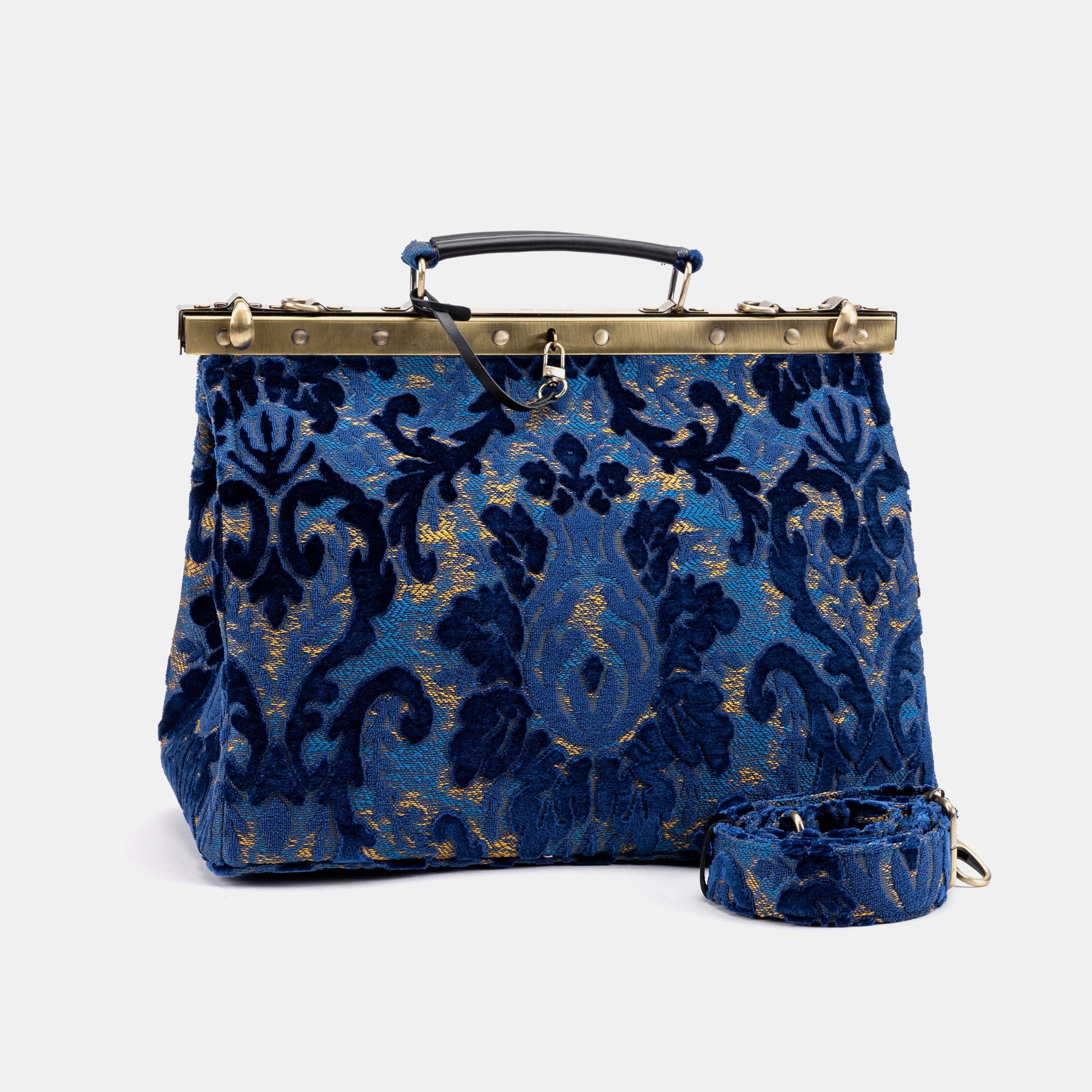 Burnout Velvet Navy Celine Carpet Gladstone Bag  main