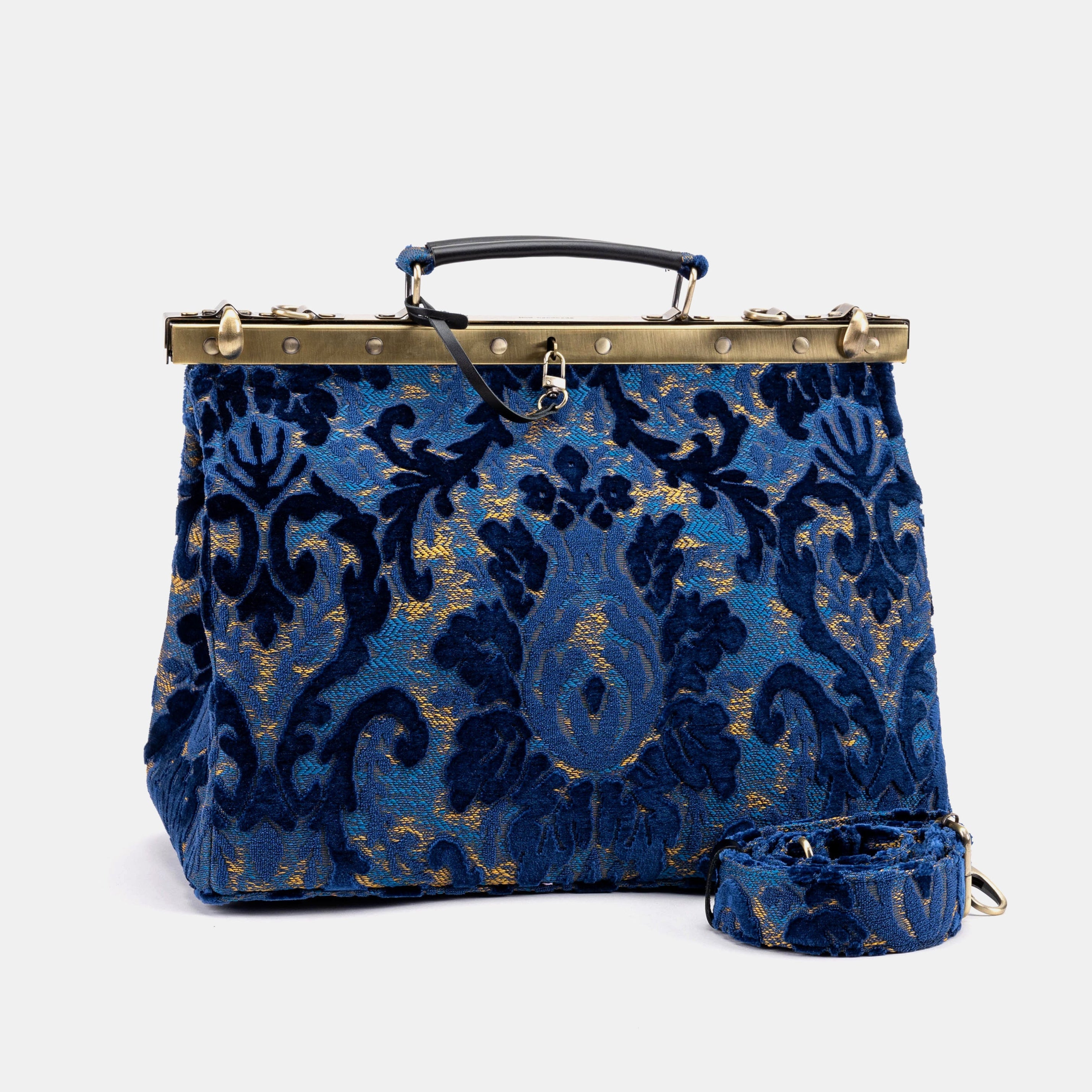 Burnout Velvet Navy Celine Carpet Gladstone Bag main