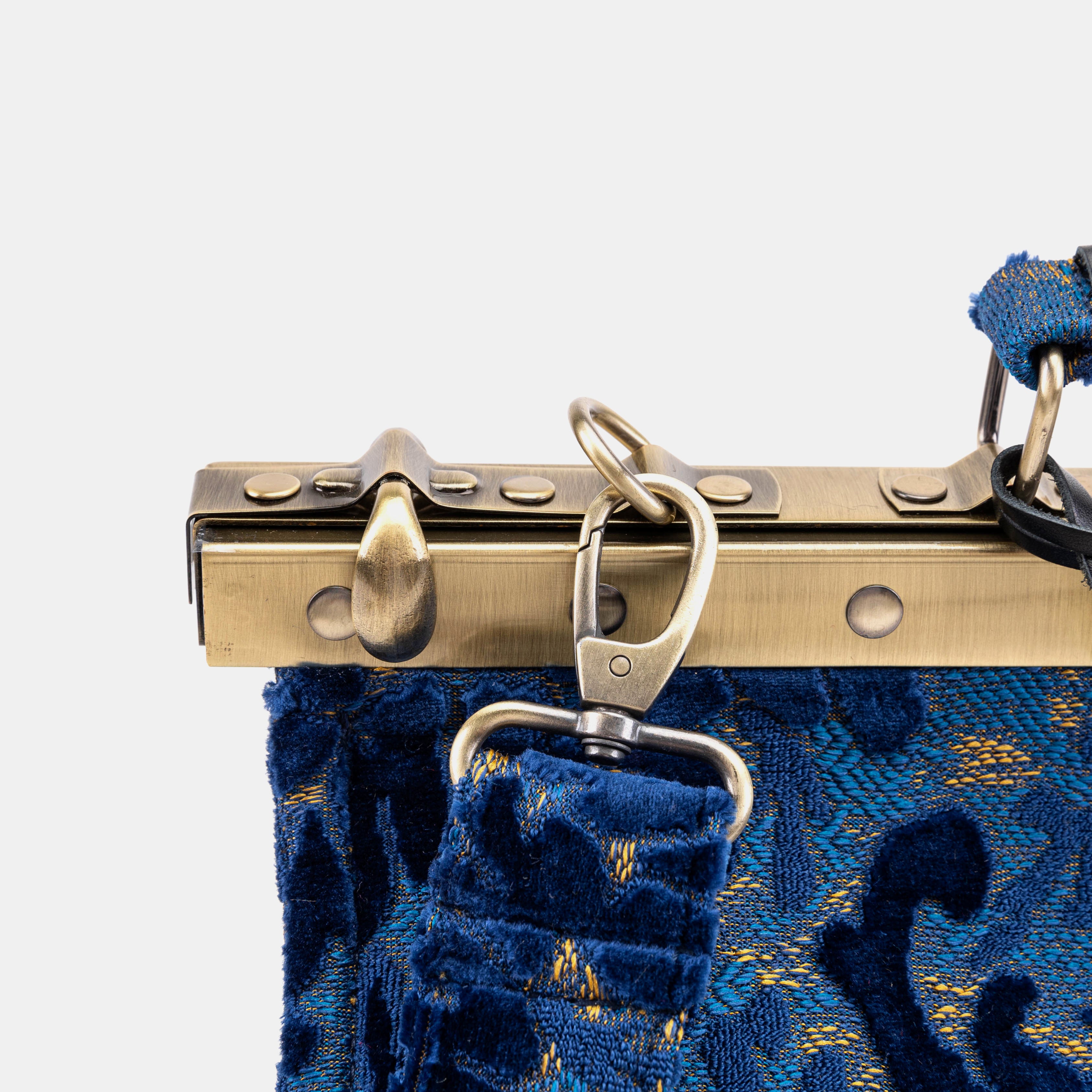 Burnout Velvet Navy Celine Carpet Gladstone Bag clasp