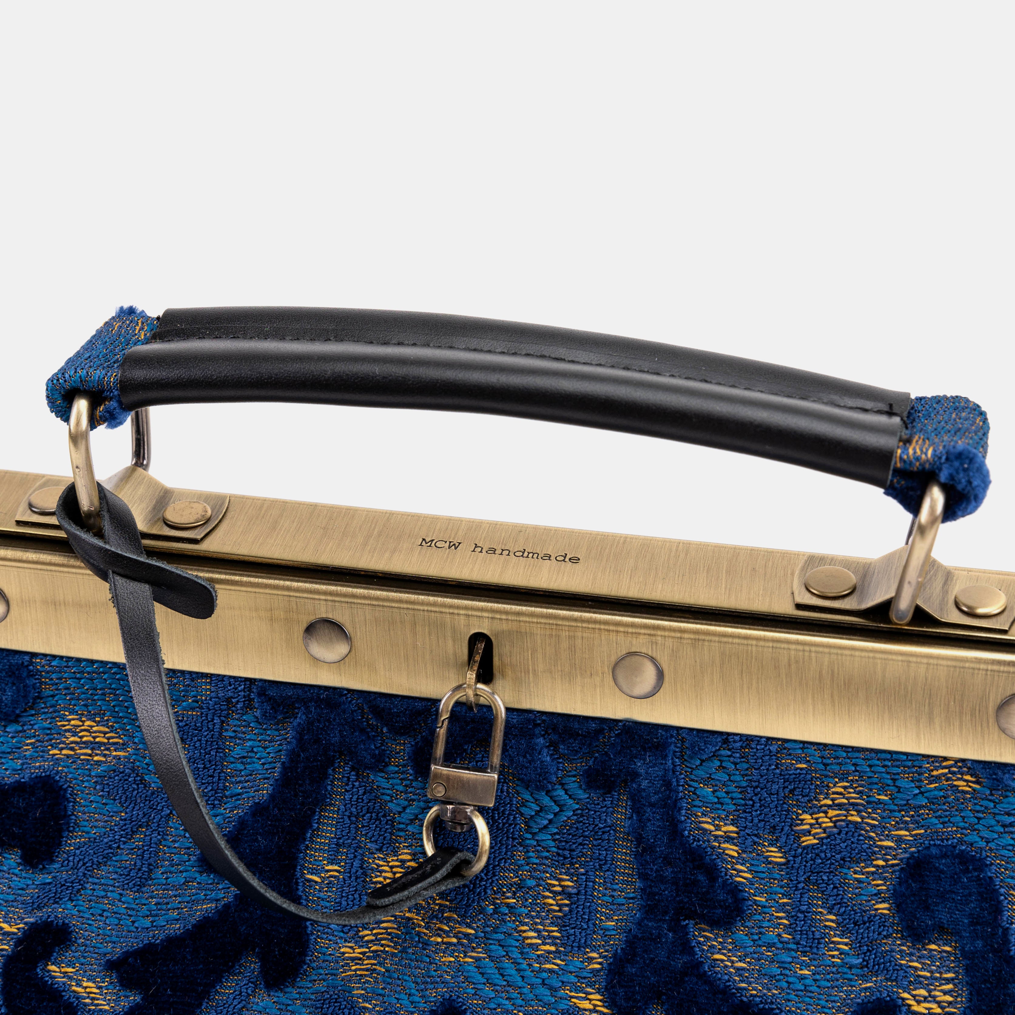 Burnout Velvet Navy Celine Carpet Gladstone Bag logo