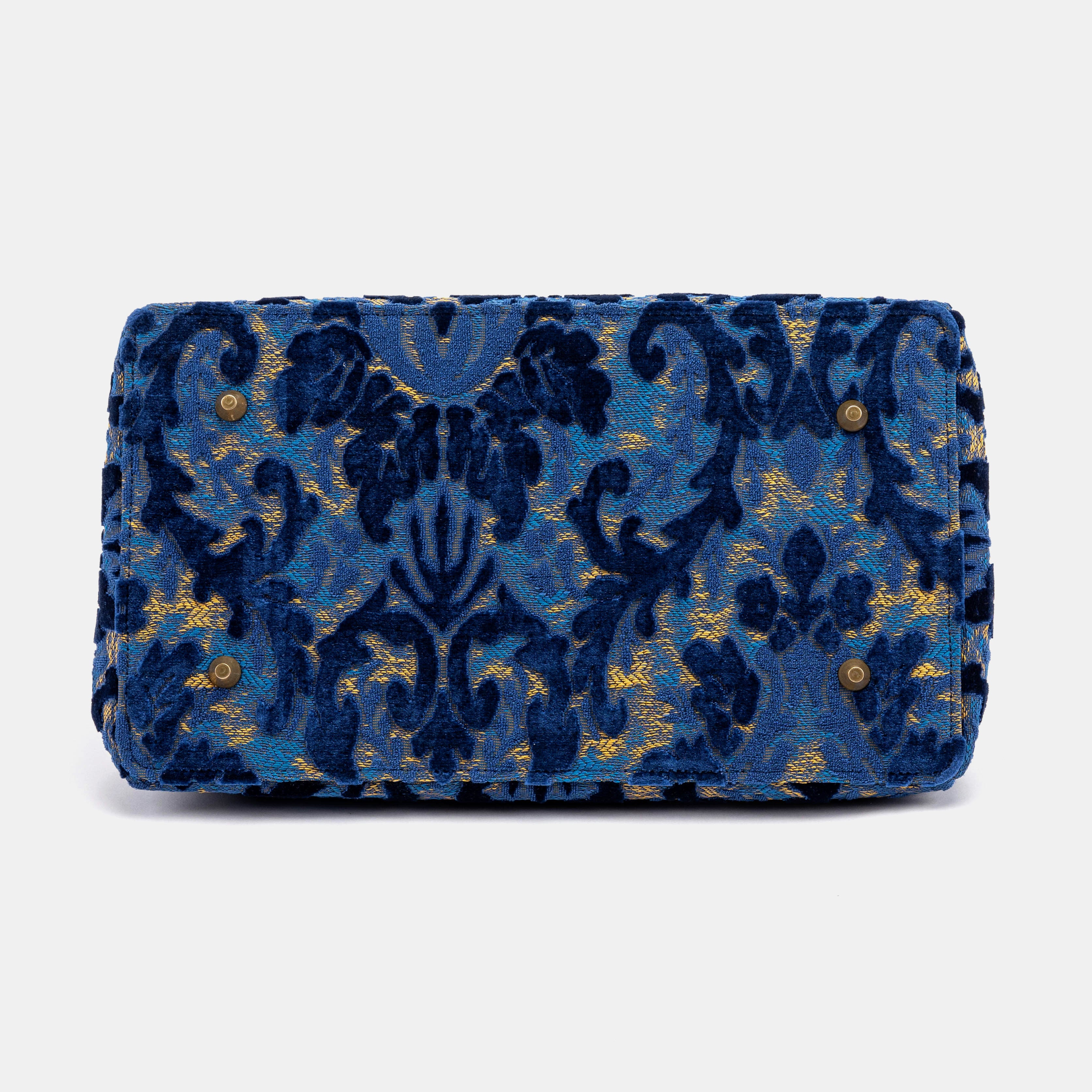 Burnout Velvet Navy Celine Carpet Gladstone Bag bottom