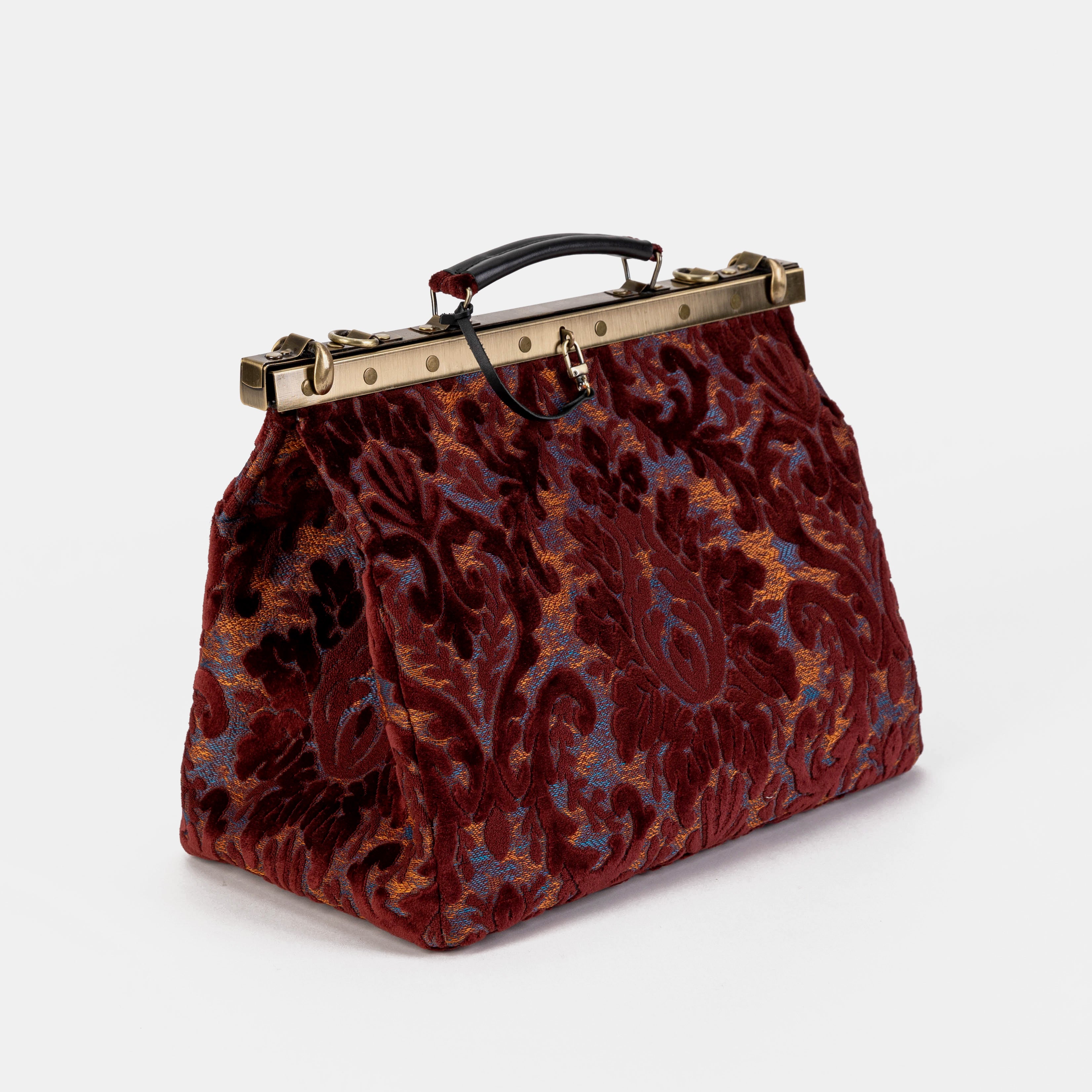 Burnout Velvet Wine Celine Carpet Gladstone Bag front side